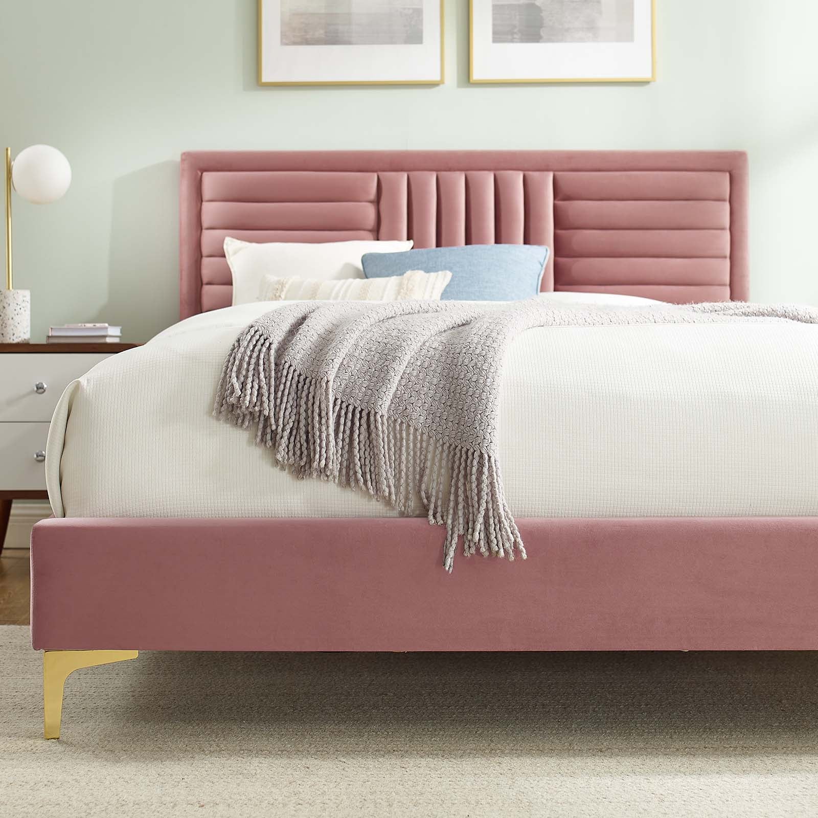 Sofia Channel Tufted Performance Velvet King Platform Bed By Modway - MOD-7015 - Image 15