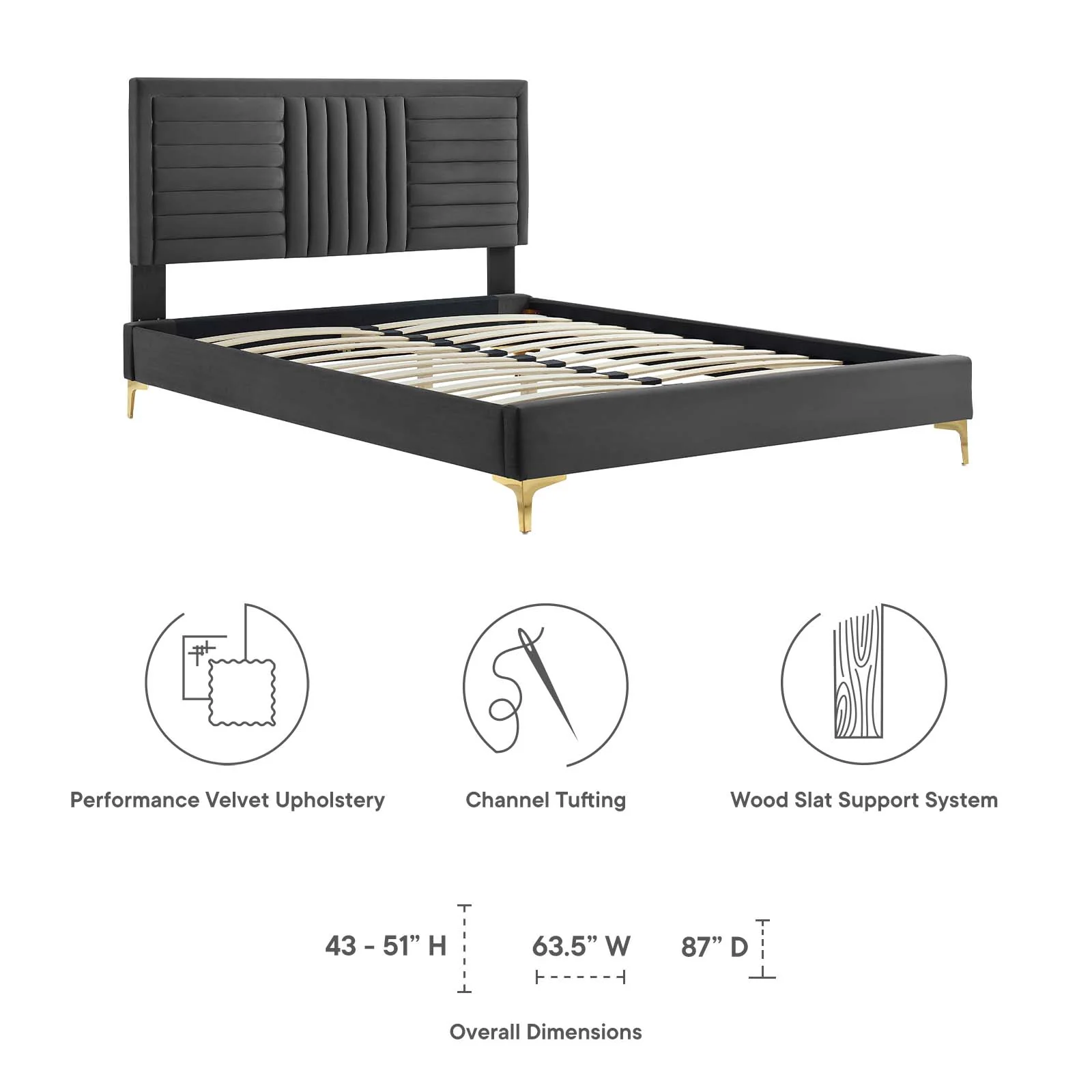 Sofia Channel Tufted Performance Velvet Queen Platform Bed By Modway - MOD-6979 - Image 7