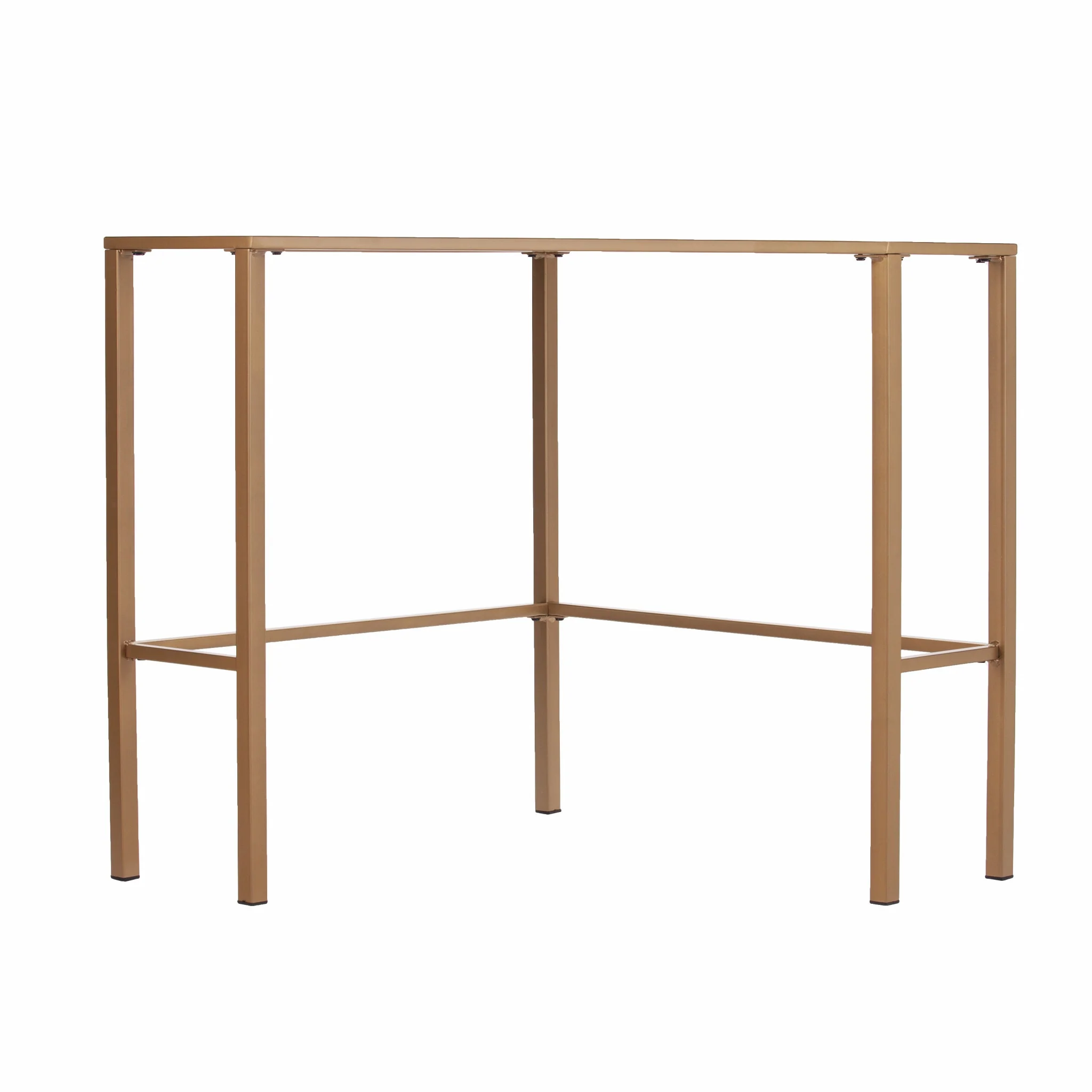 Soft Gold Metal and Glass Corner Desk By Homeroots - Image 3