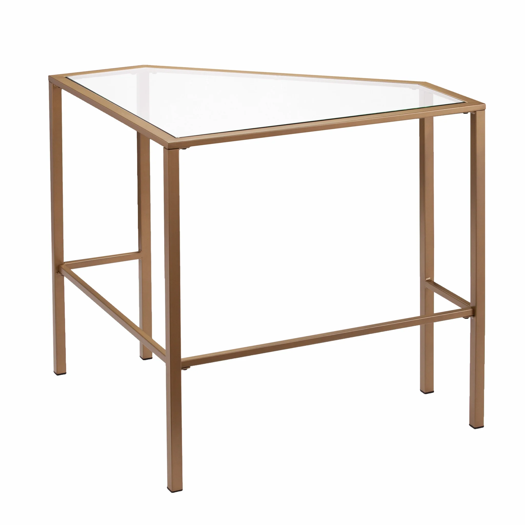 Soft Gold Metal and Glass Corner Desk By Homeroots - Image 8