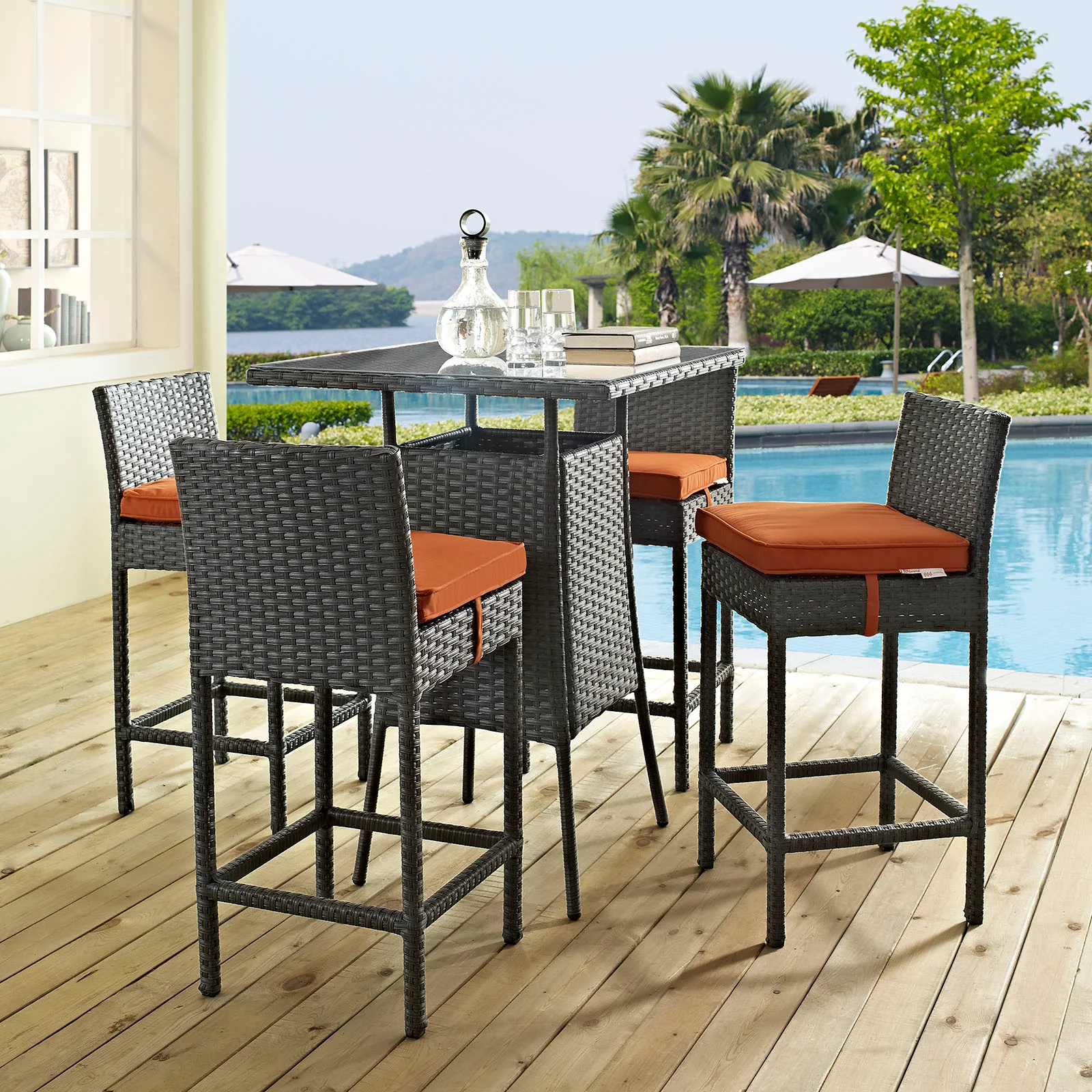 Sojourn 5 Piece Outdoor Patio Sunbrella® Pub Set By Modway - EEI-1967 - Image 13