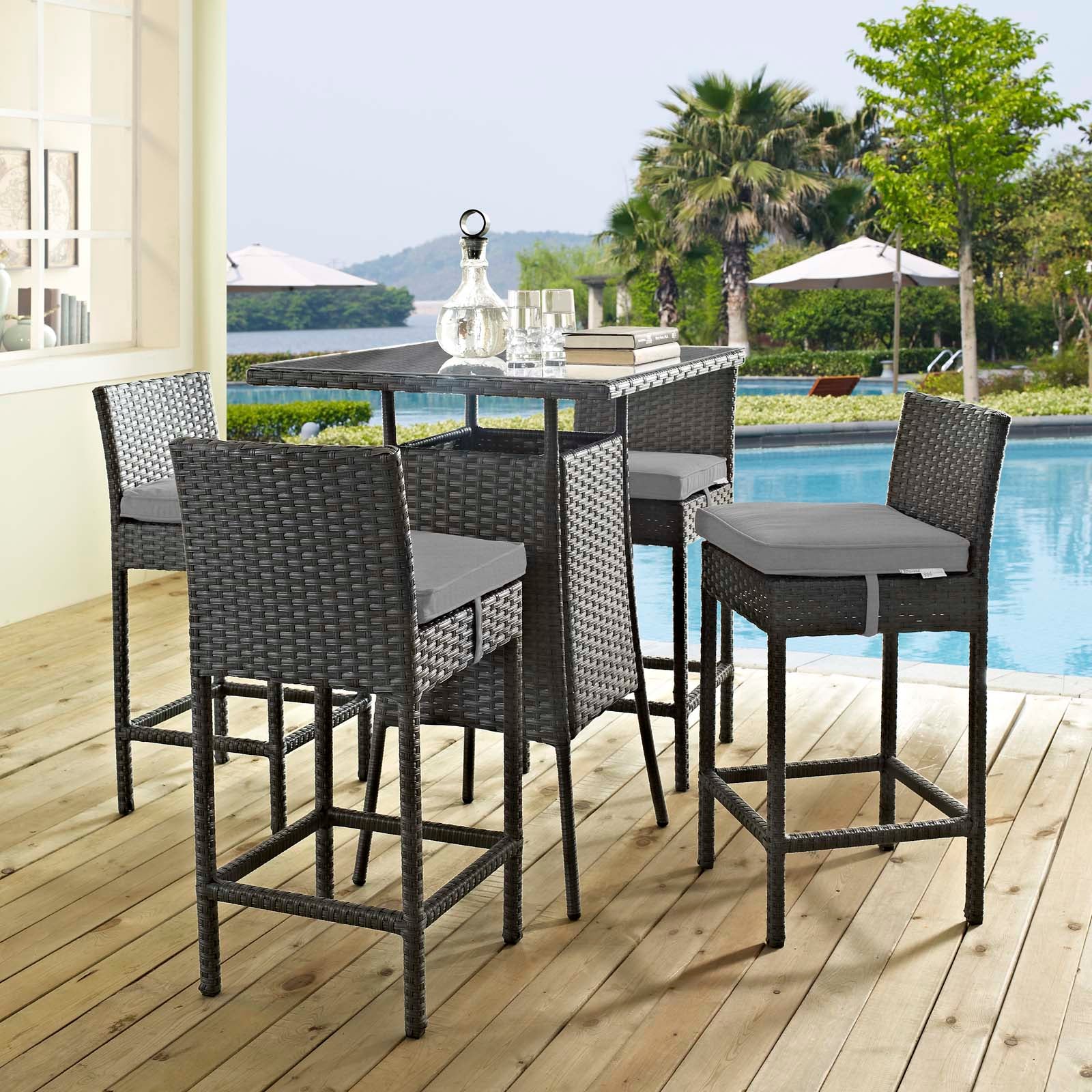Sojourn 5 Piece Outdoor Patio Sunbrella® Pub Set By Modway - EEI-1967 - Image 3