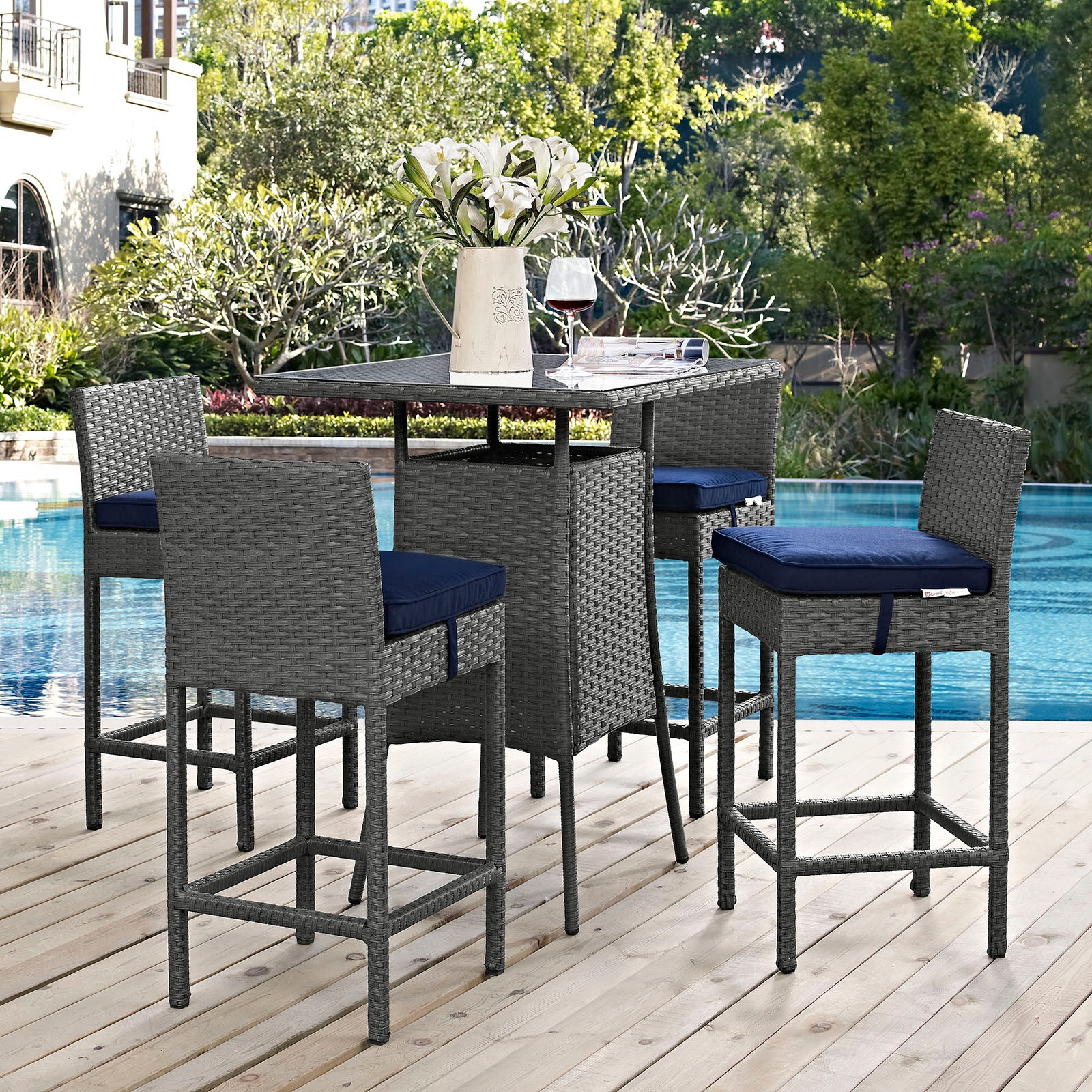 Sojourn 5 Piece Outdoor Patio Sunbrella® Pub Set By Modway - EEI-1967 - Image 7