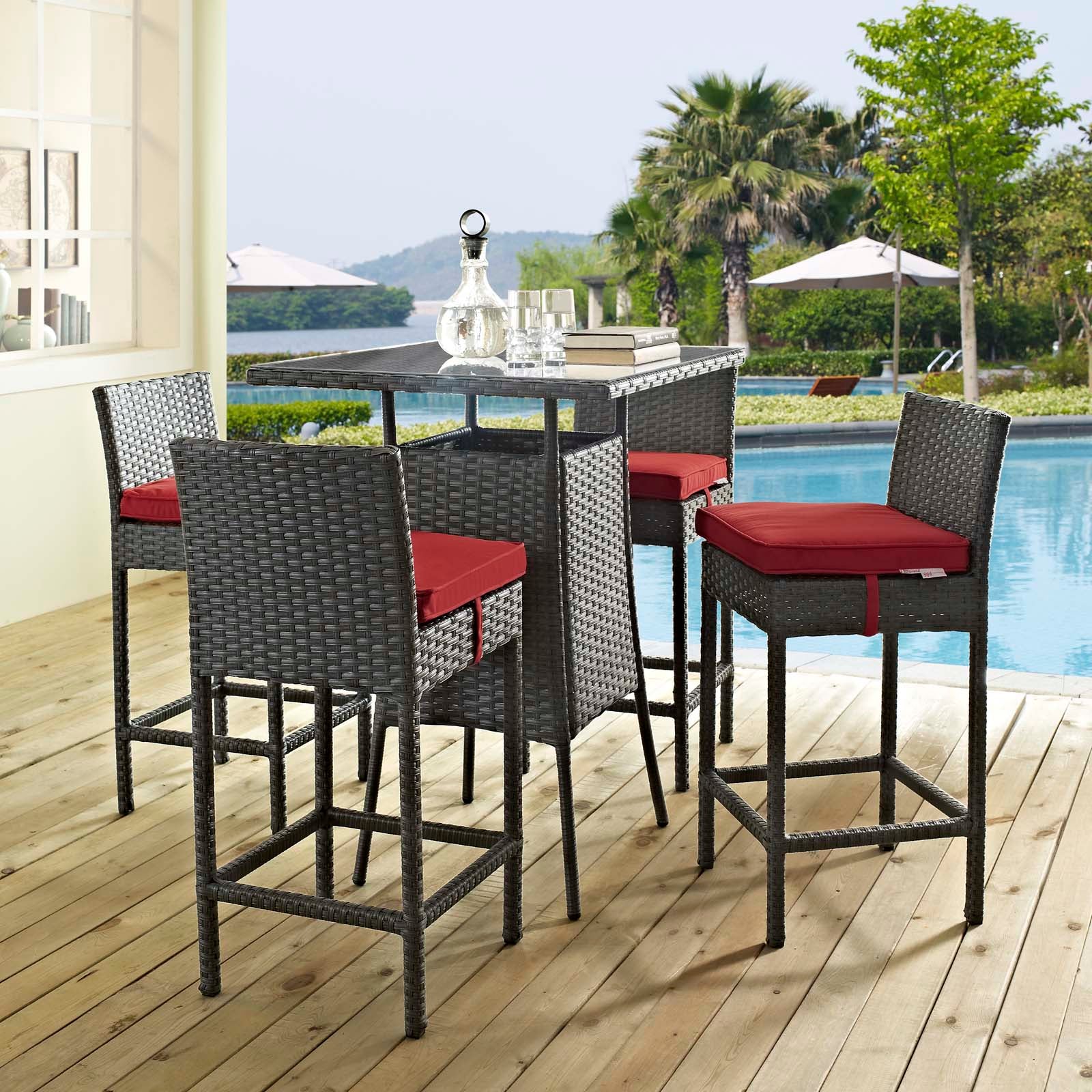 Sojourn 5 Piece Outdoor Patio Sunbrella® Pub Set By Modway - EEI-1967 - Image 9