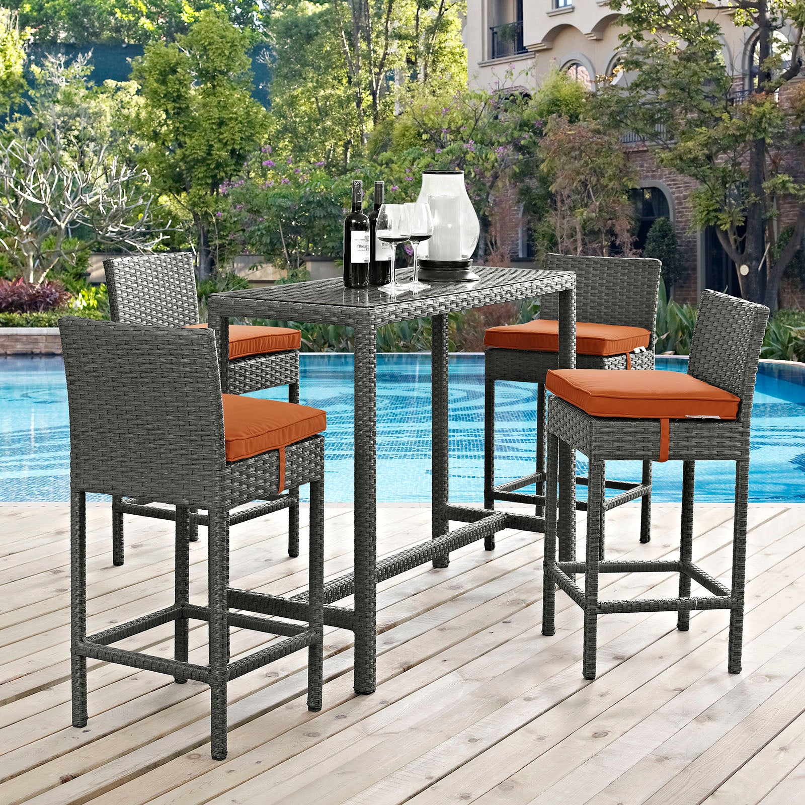 Sojourn 5 Piece Outdoor Patio Sunbrella® Pub Set By Modway - EEI-1968 - Image 13