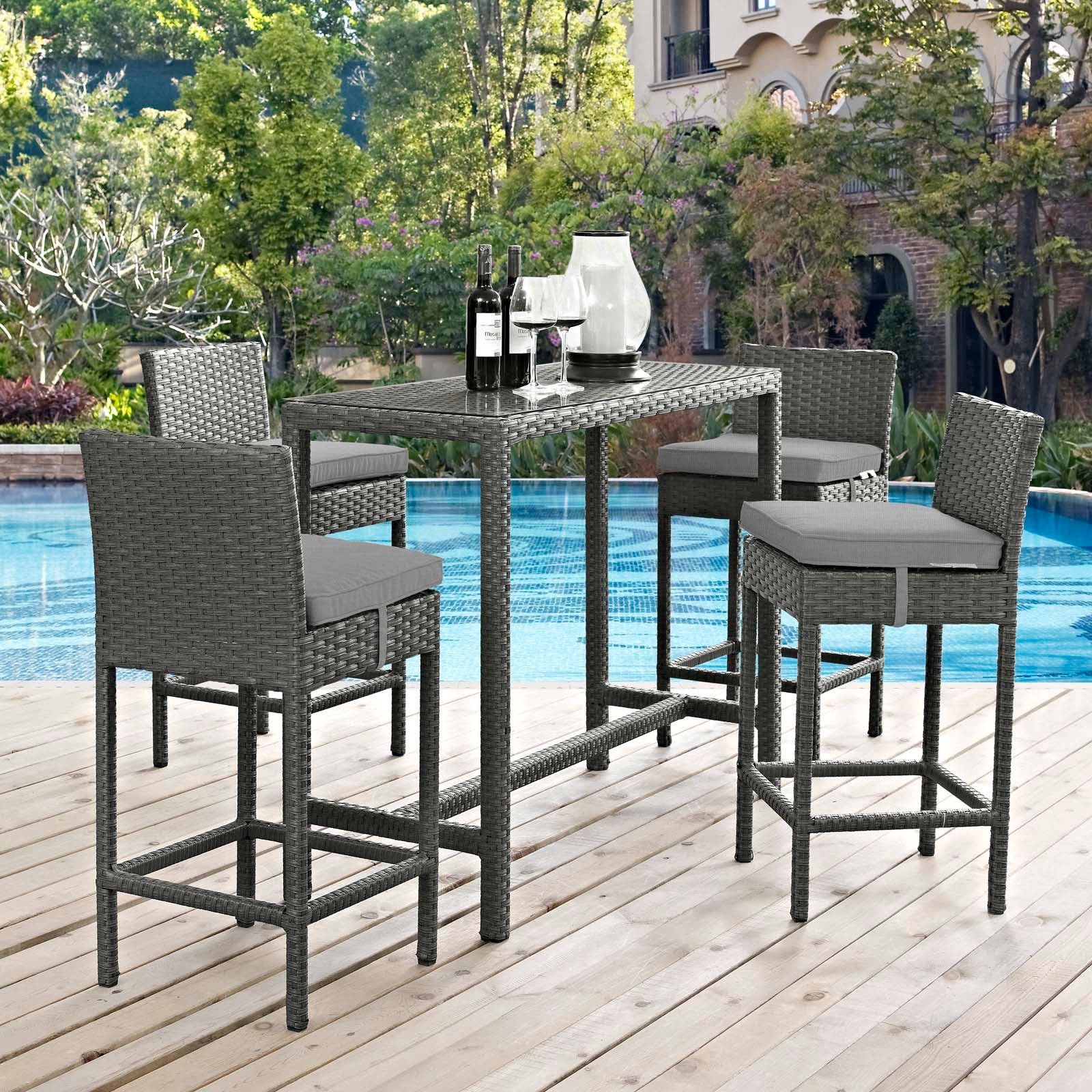 Sojourn 5 Piece Outdoor Patio Sunbrella® Pub Set By Modway - EEI-1968 - Image 3