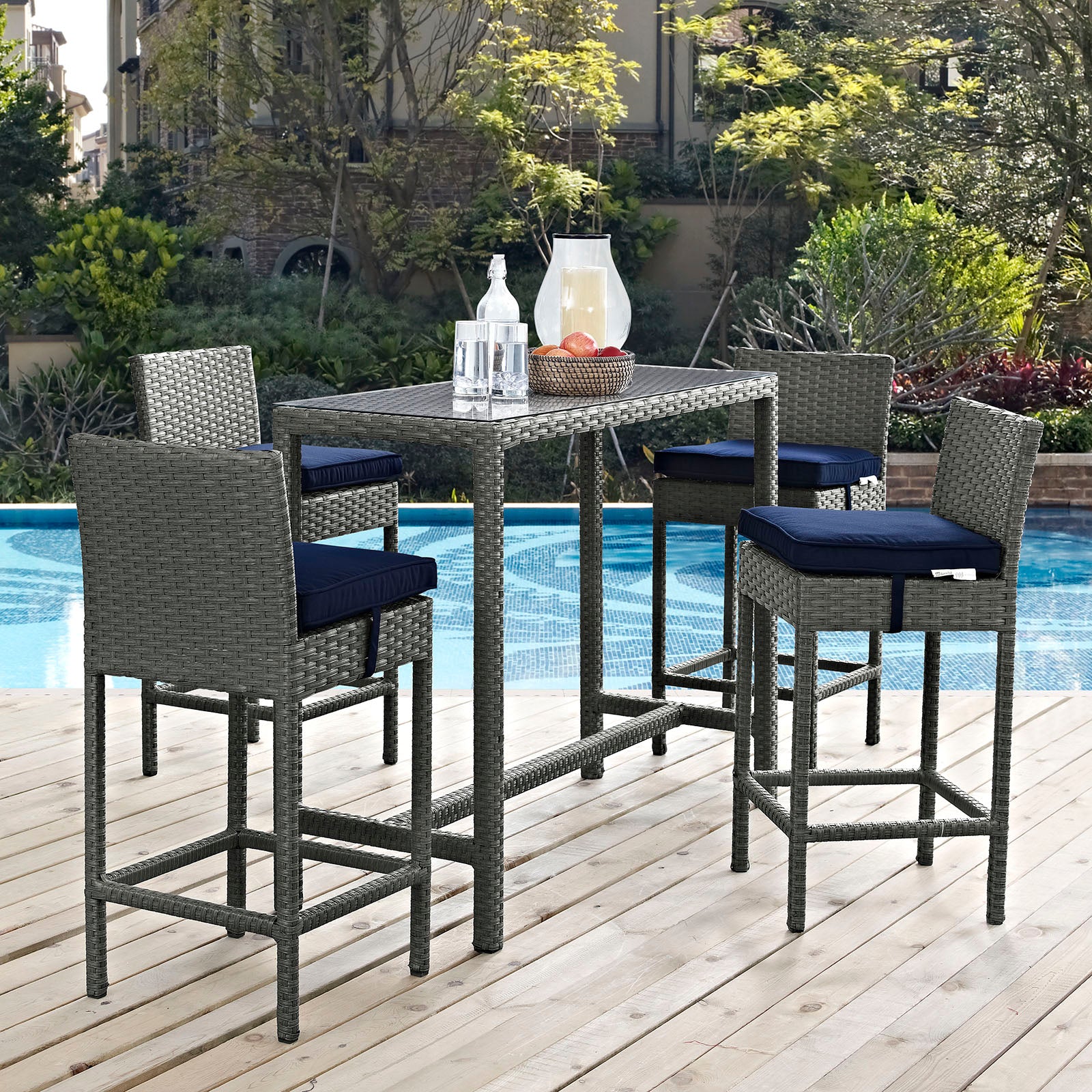 Sojourn 5 Piece Outdoor Patio Sunbrella® Pub Set By Modway - EEI-1968 - Image 7