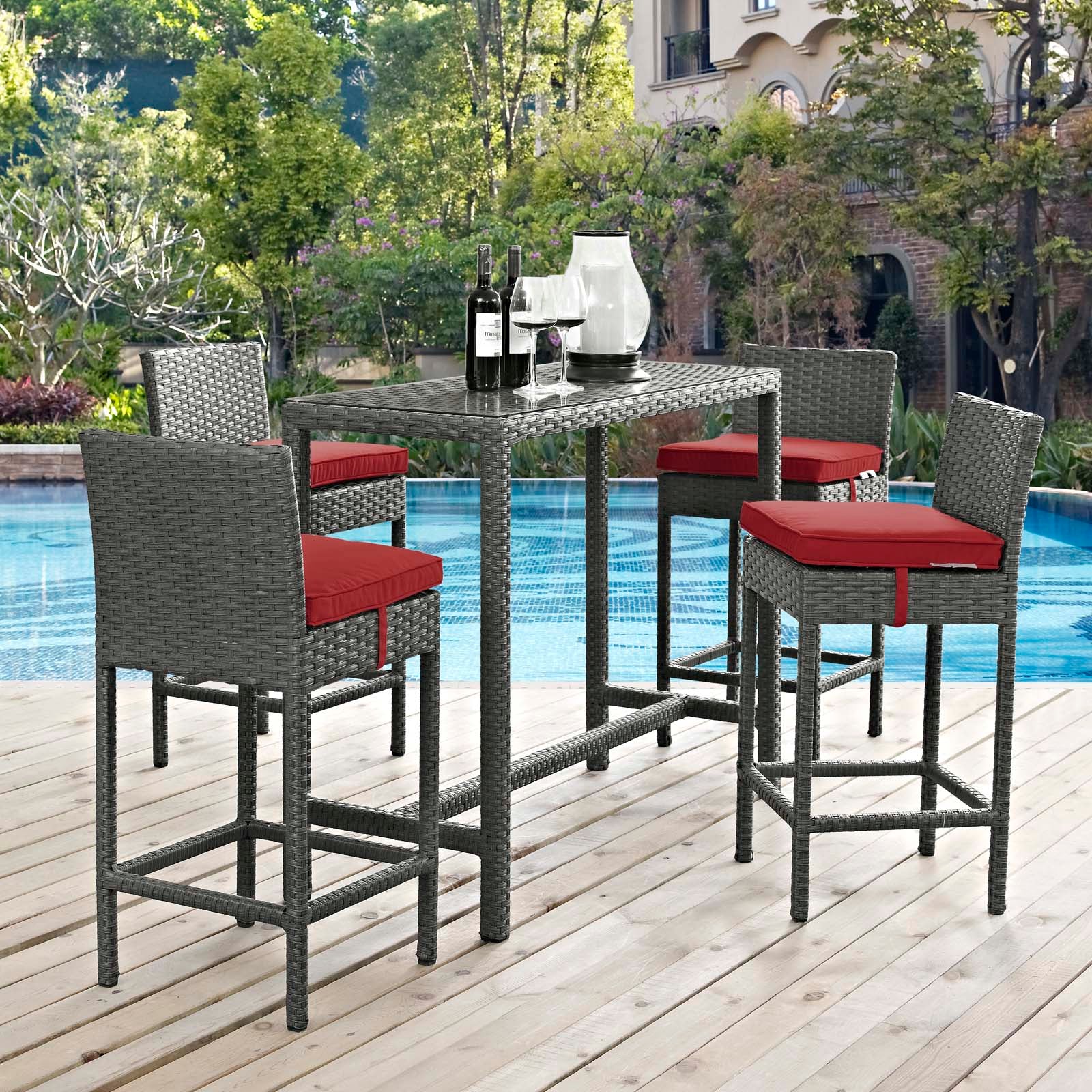 Sojourn 5 Piece Outdoor Patio Sunbrella® Pub Set By Modway - EEI-1968 - Image 9