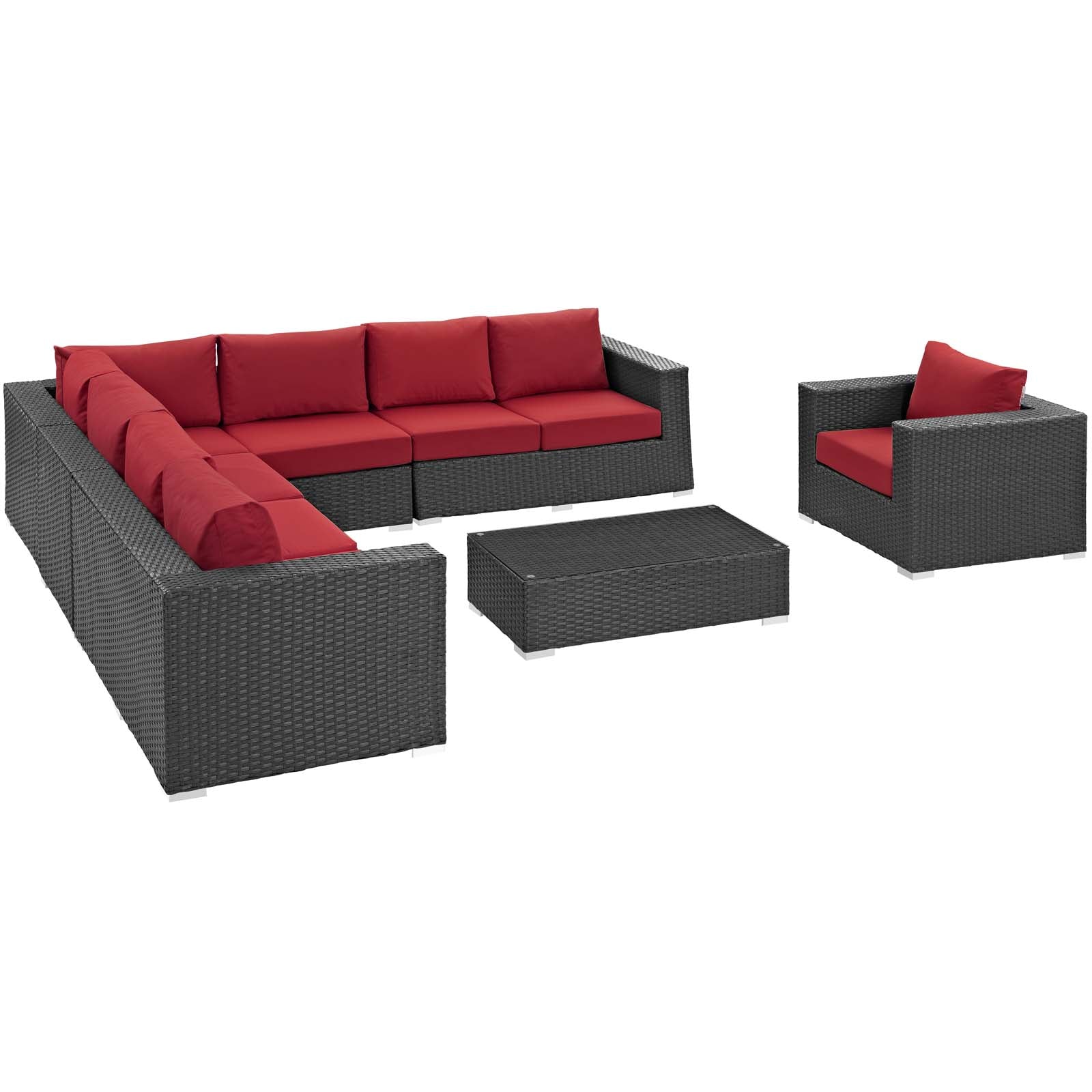 Sojourn 7 Piece Outdoor Patio Sunbrella® Sectional Set By Modway - EEI-2013 - Image 3