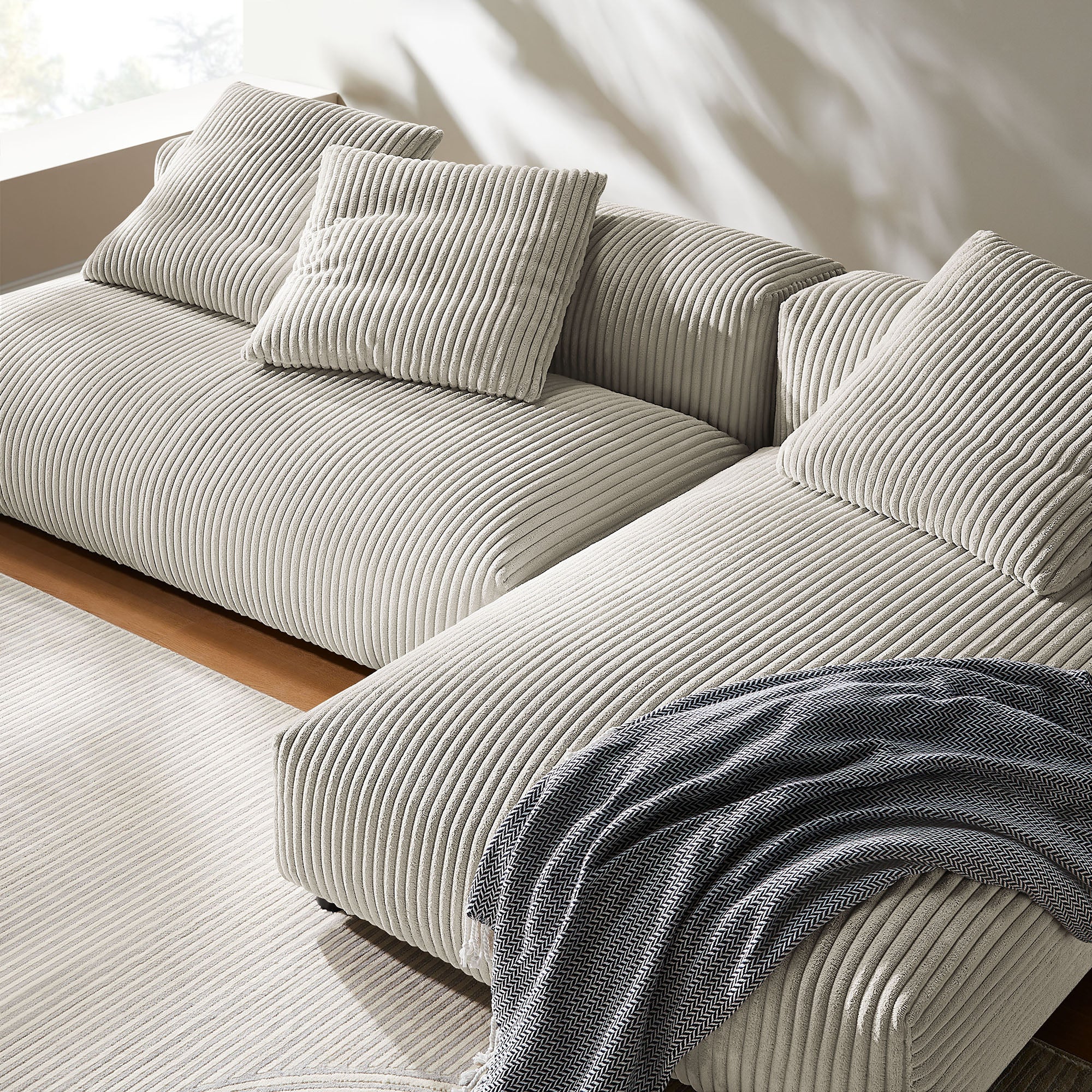 Solace 2-Piece Modular Corduroy Upholstered Sectional Sofa With Chaise by Modway - Image 4