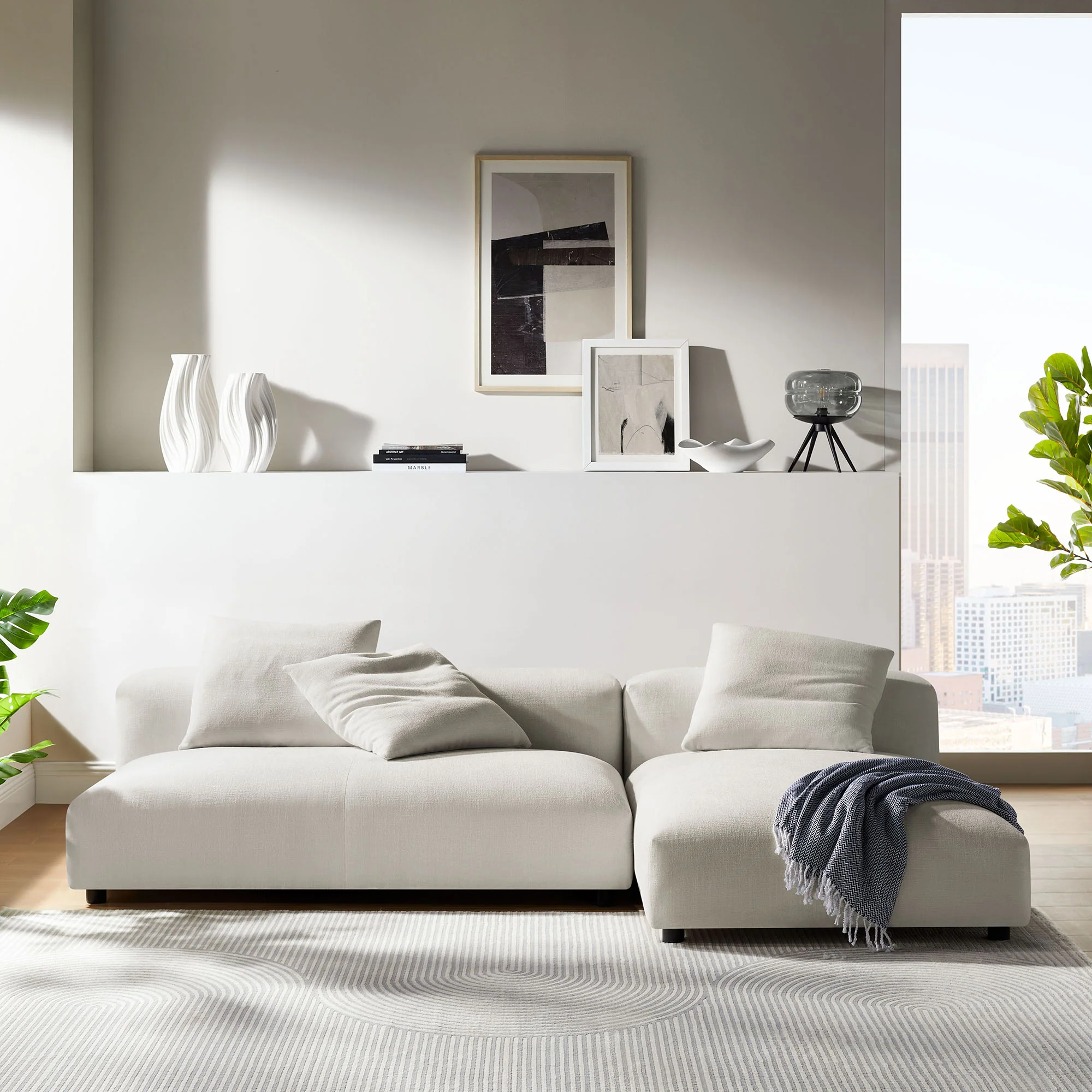 Solace 2-Piece Modular Upholstered Fabric Sectional Sofa With Chaise by Modway - Image 14