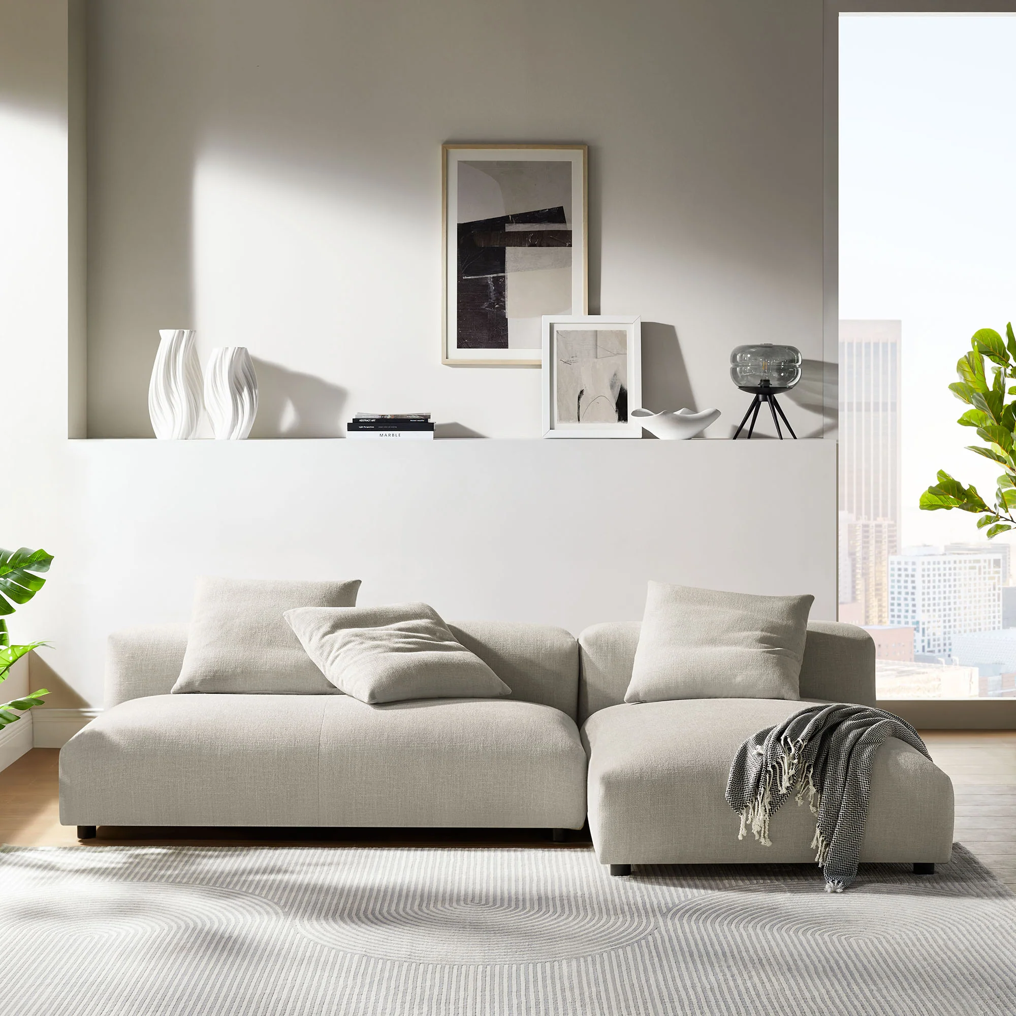 Solace 2-Piece Modular Upholstered Fabric Sectional Sofa With Chaise by Modway - Image 9