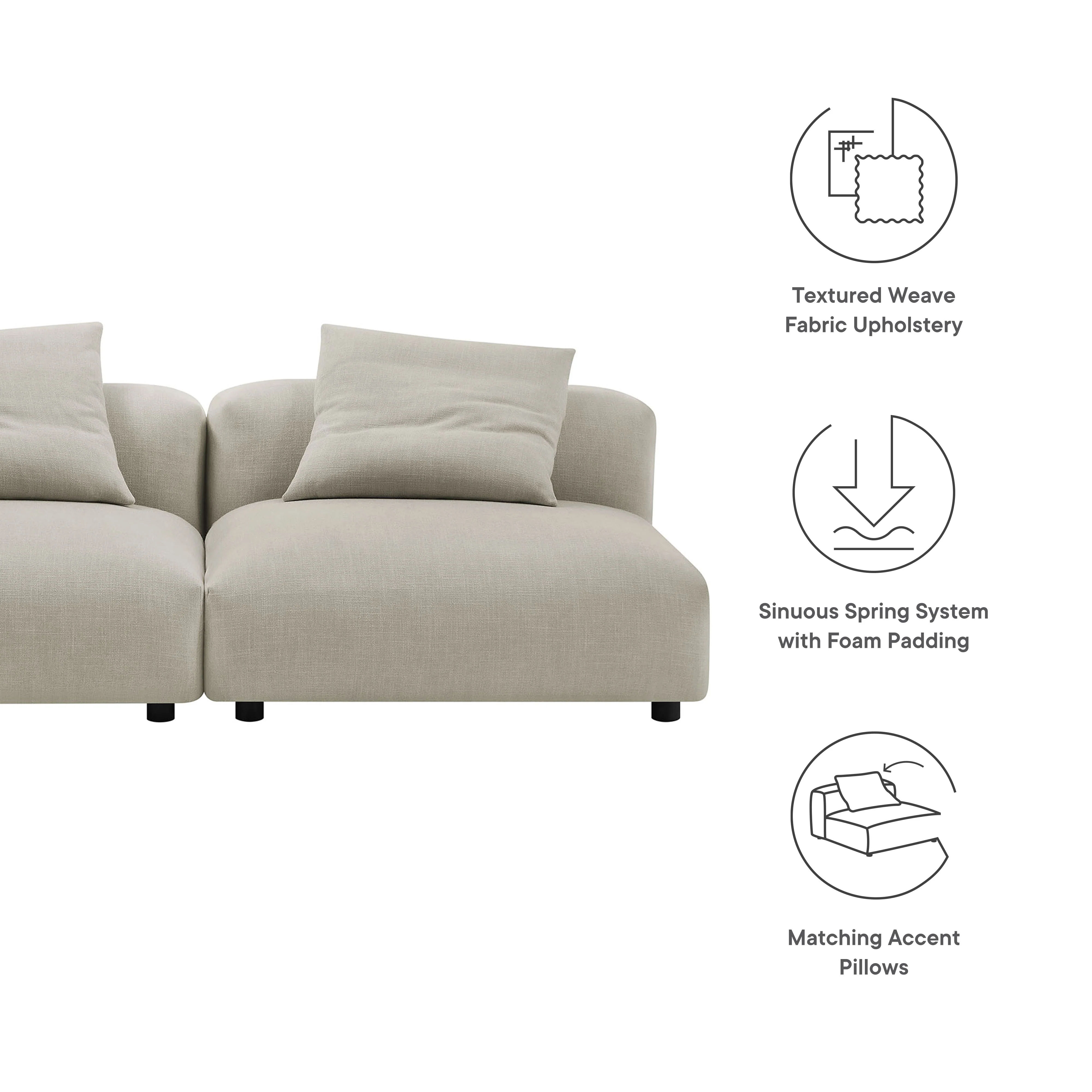 Solace 2-Piece Modular Upholstered Fabric Sofa by Modway - Image 10