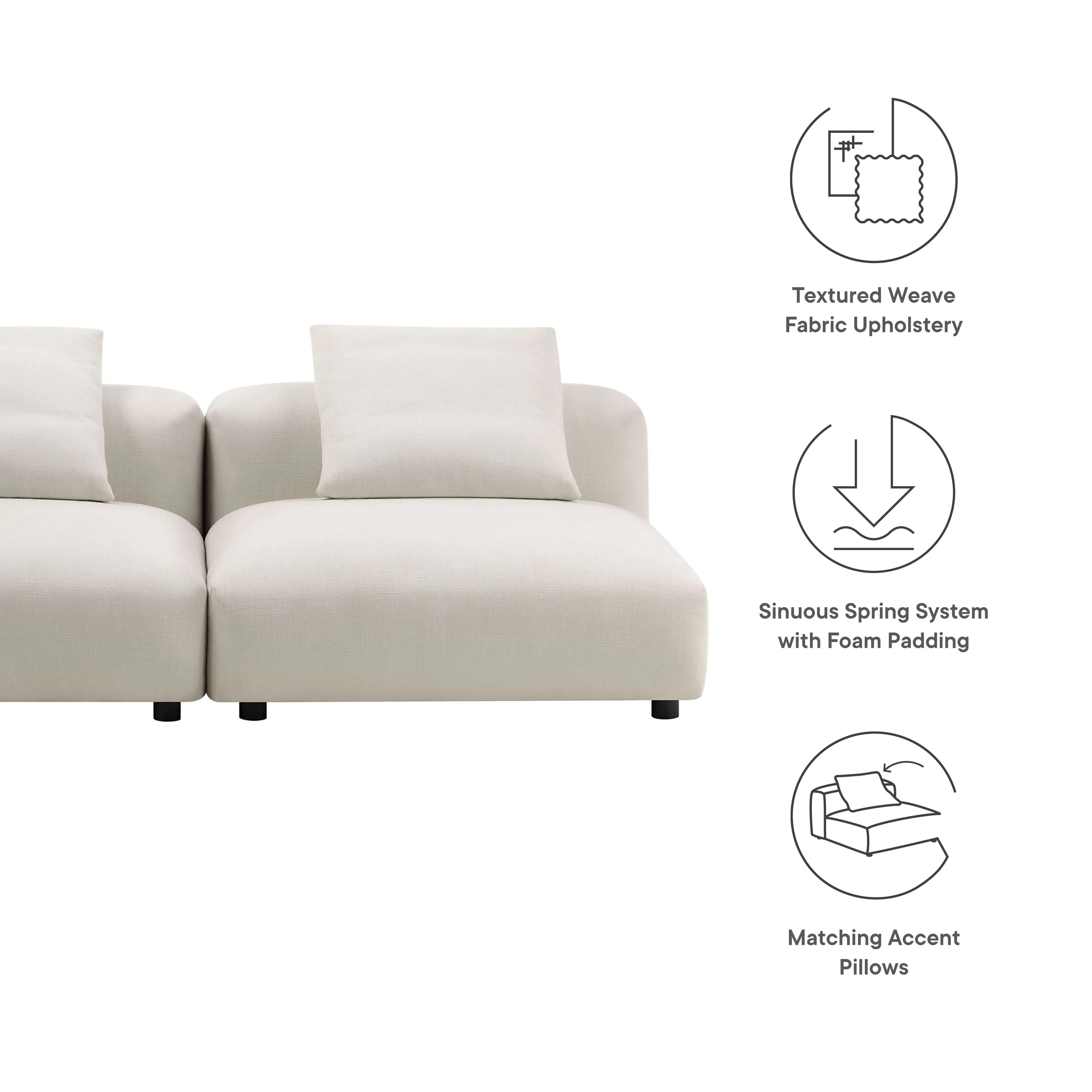 Solace 2-Piece Modular Upholstered Fabric Sofa by Modway - Image 15