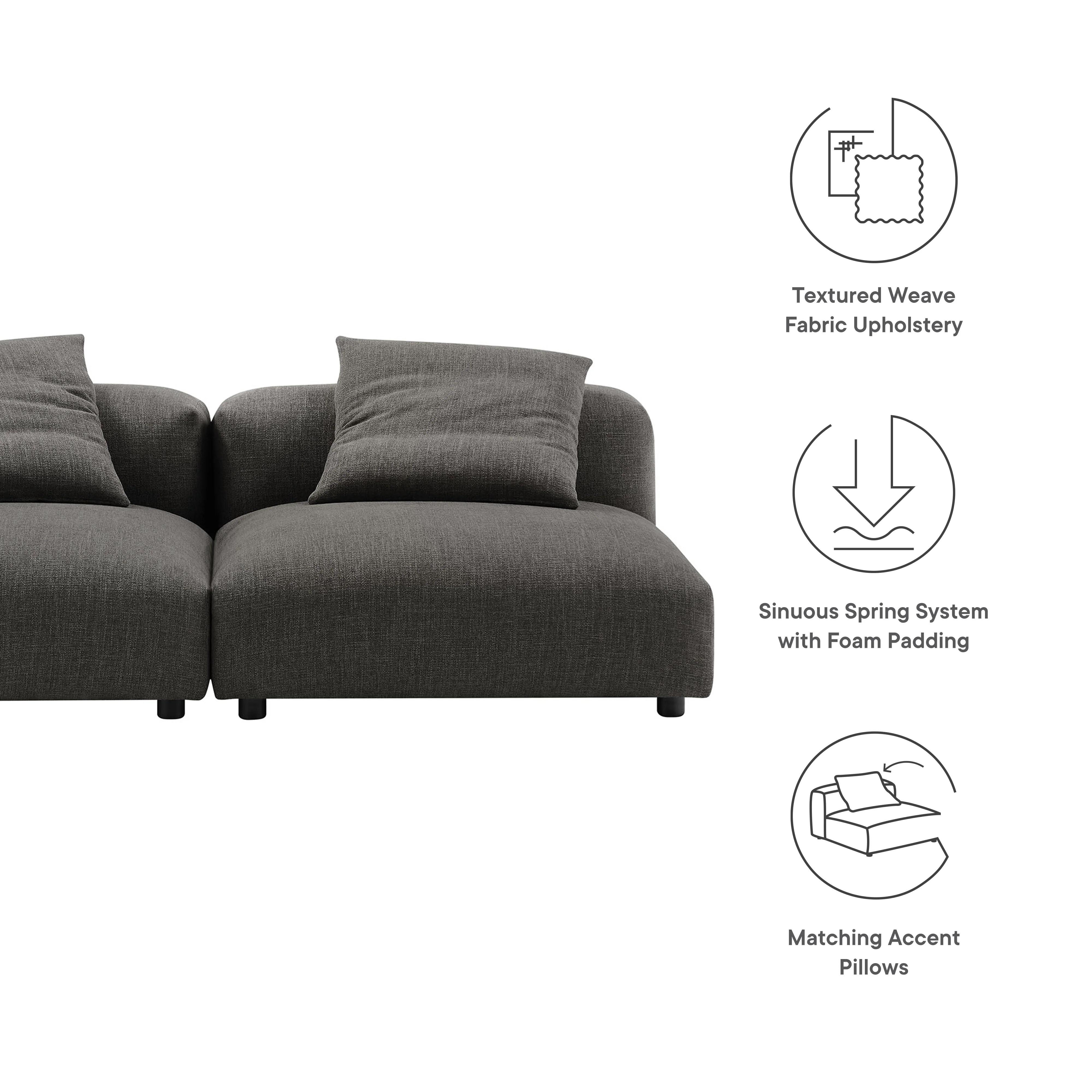 Solace 2-Piece Modular Upholstered Fabric Sofa by Modway - Image 5
