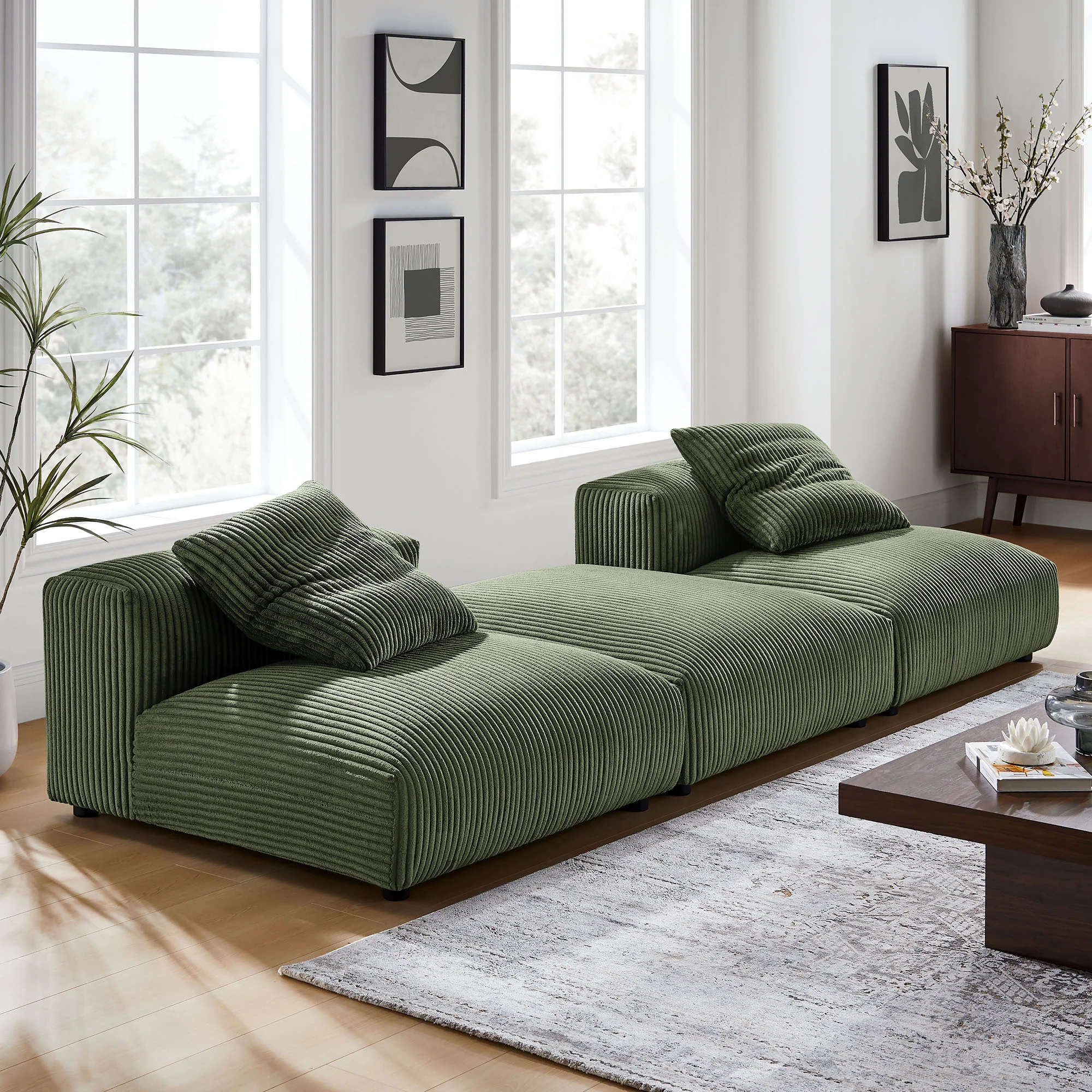 Solace 3-Piece Modular Corduroy Upholstered Sectional Sofa by Modway - Image 16
