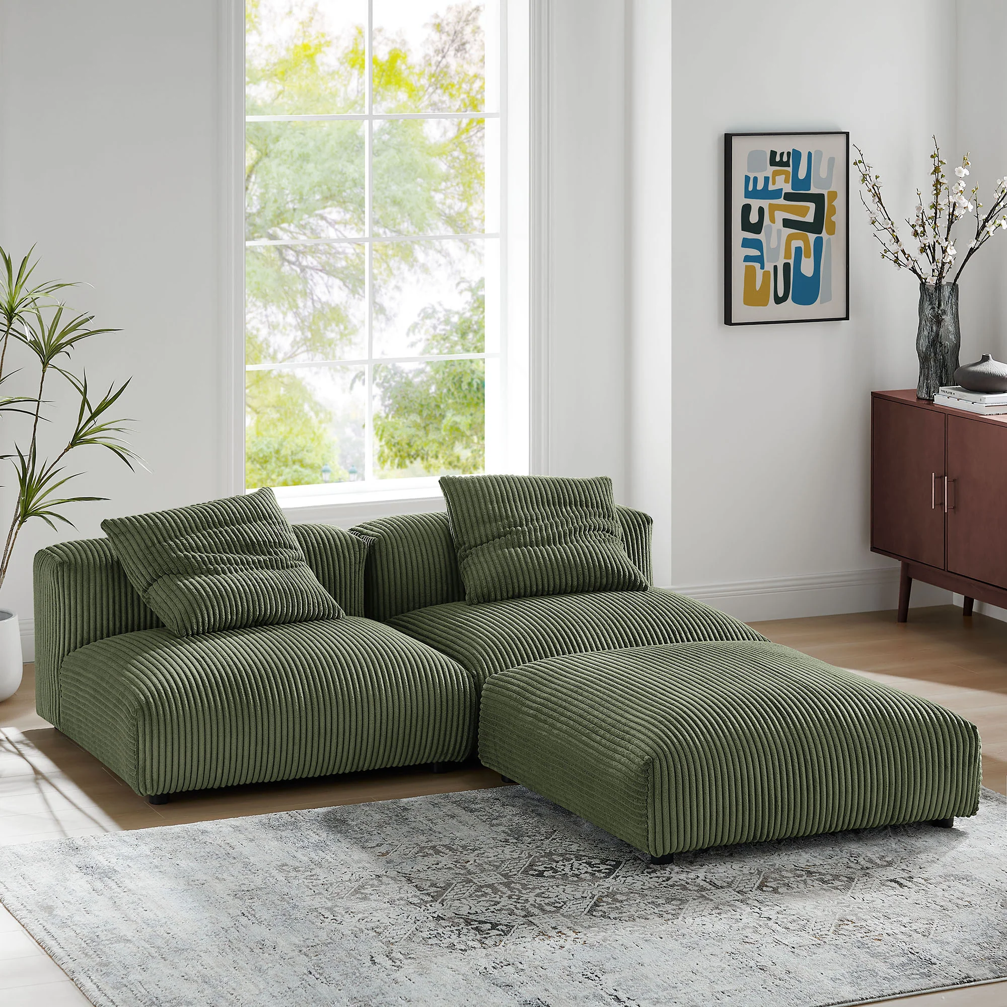 Solace 3-Piece Modular Corduroy Upholstered Sectional Sofa by Modway - Image 17
