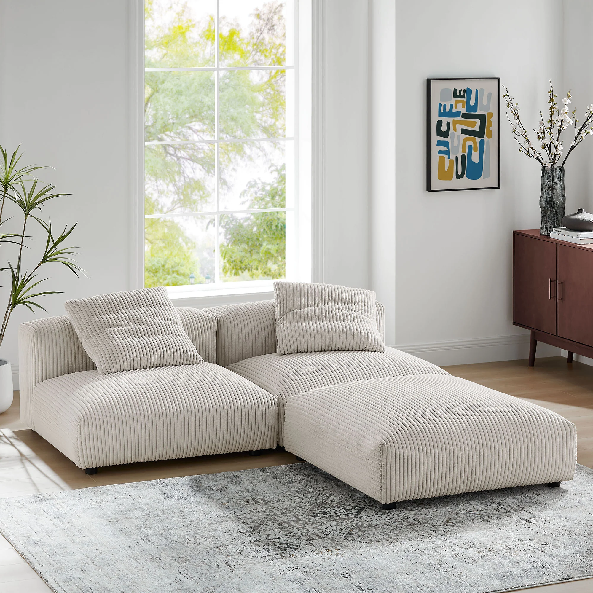 Solace 3-Piece Modular Corduroy Upholstered Sectional Sofa by Modway - Image 8