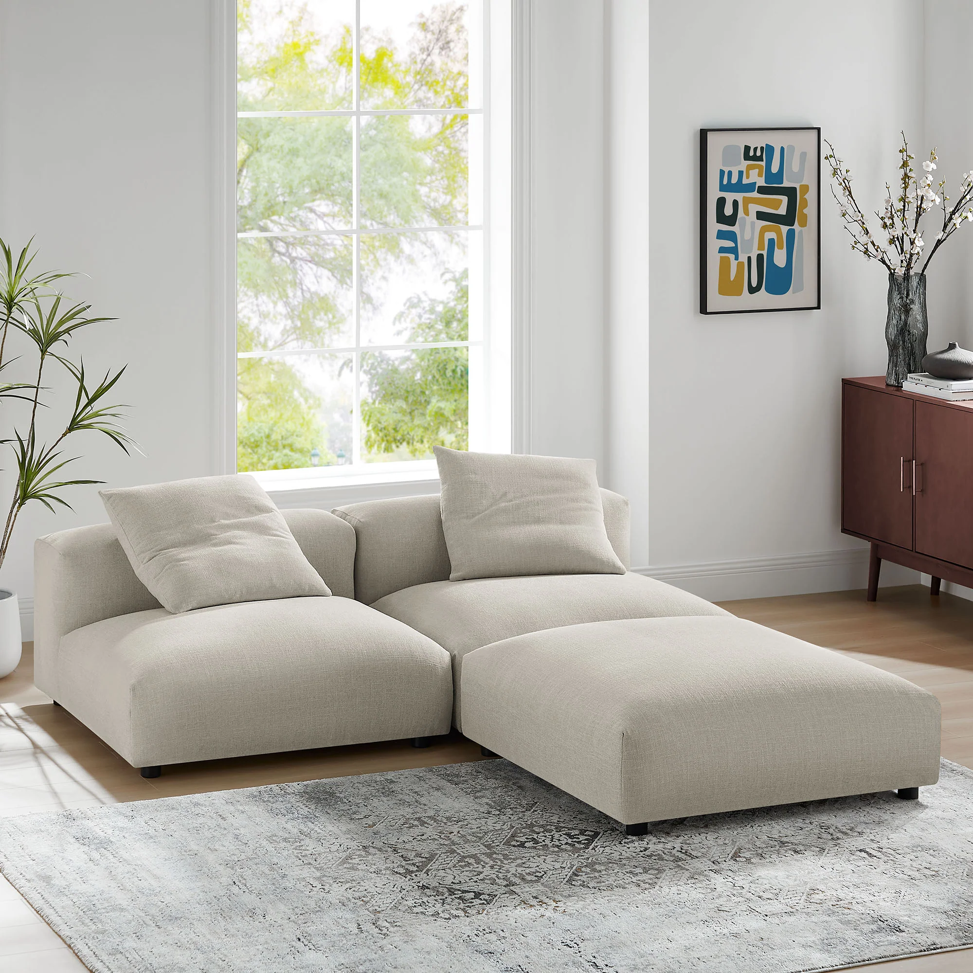 Solace 3-Piece Modular Upholstered Fabric Sectional Sofa by Modway - Image 17