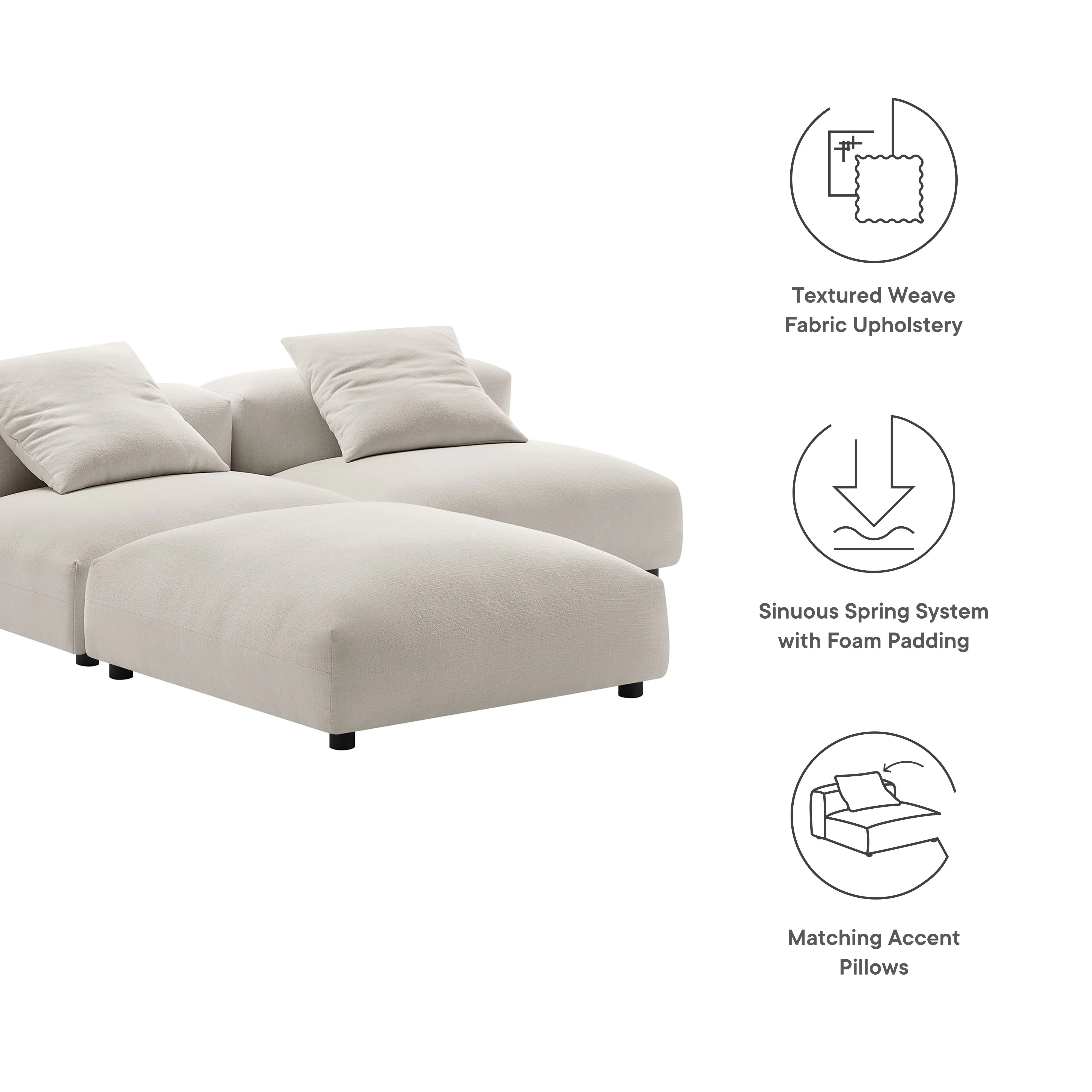 Solace 3-Piece Modular Upholstered Fabric Sectional Sofa by Modway - Image 27