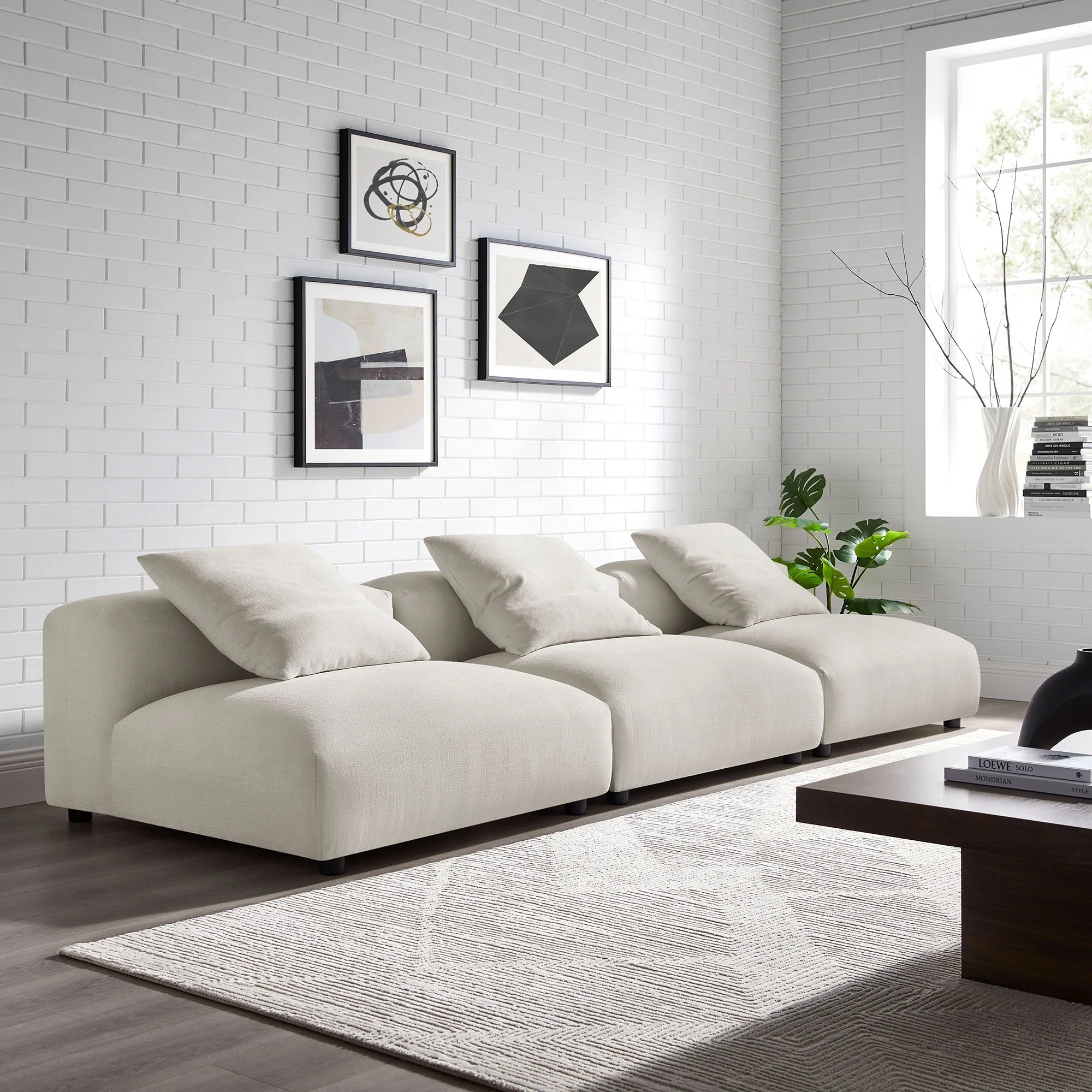 Solace 3-Piece Modular Upholstered Fabric Sofa by Modway - Image 14