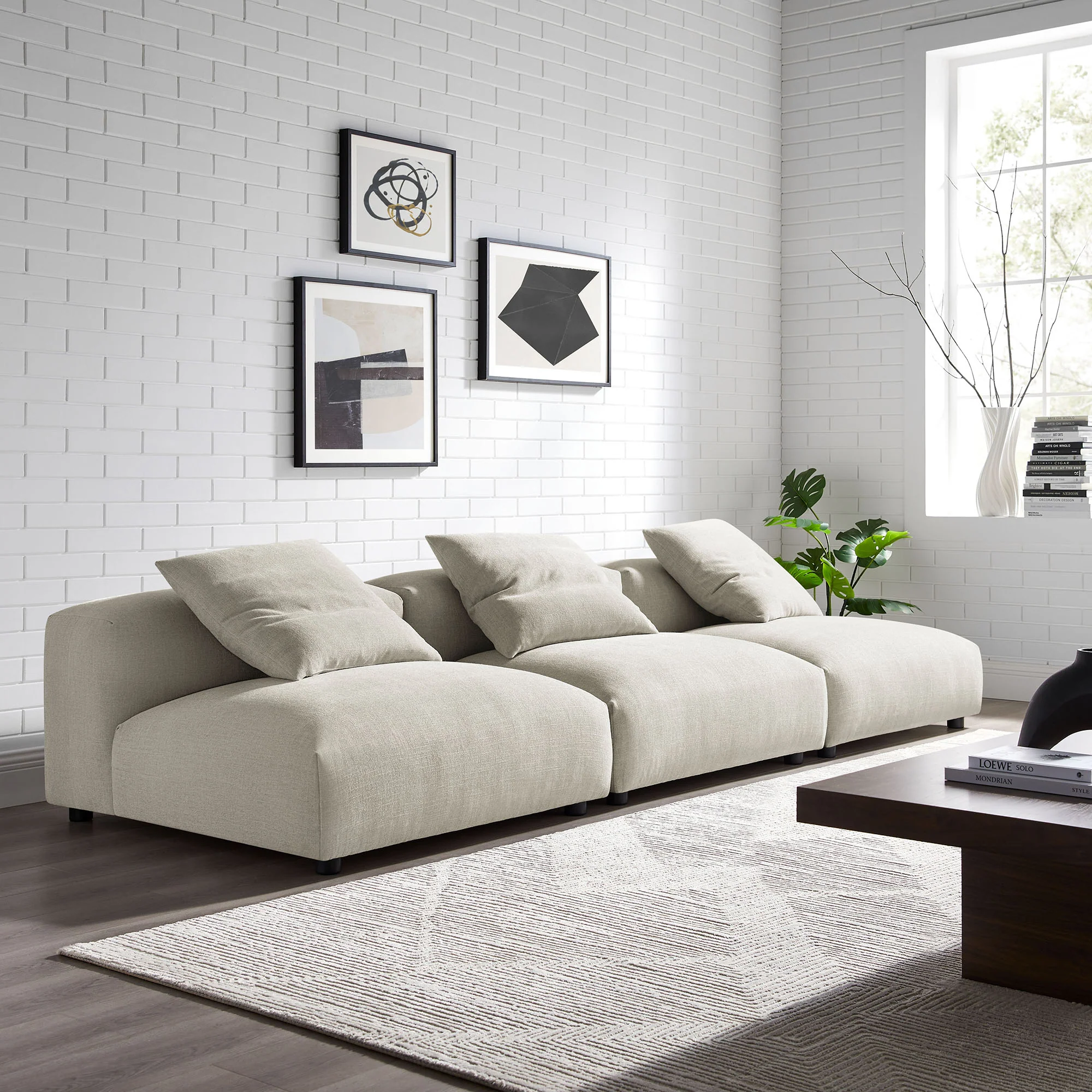 Solace 3-Piece Modular Upholstered Fabric Sofa by Modway - Image 9
