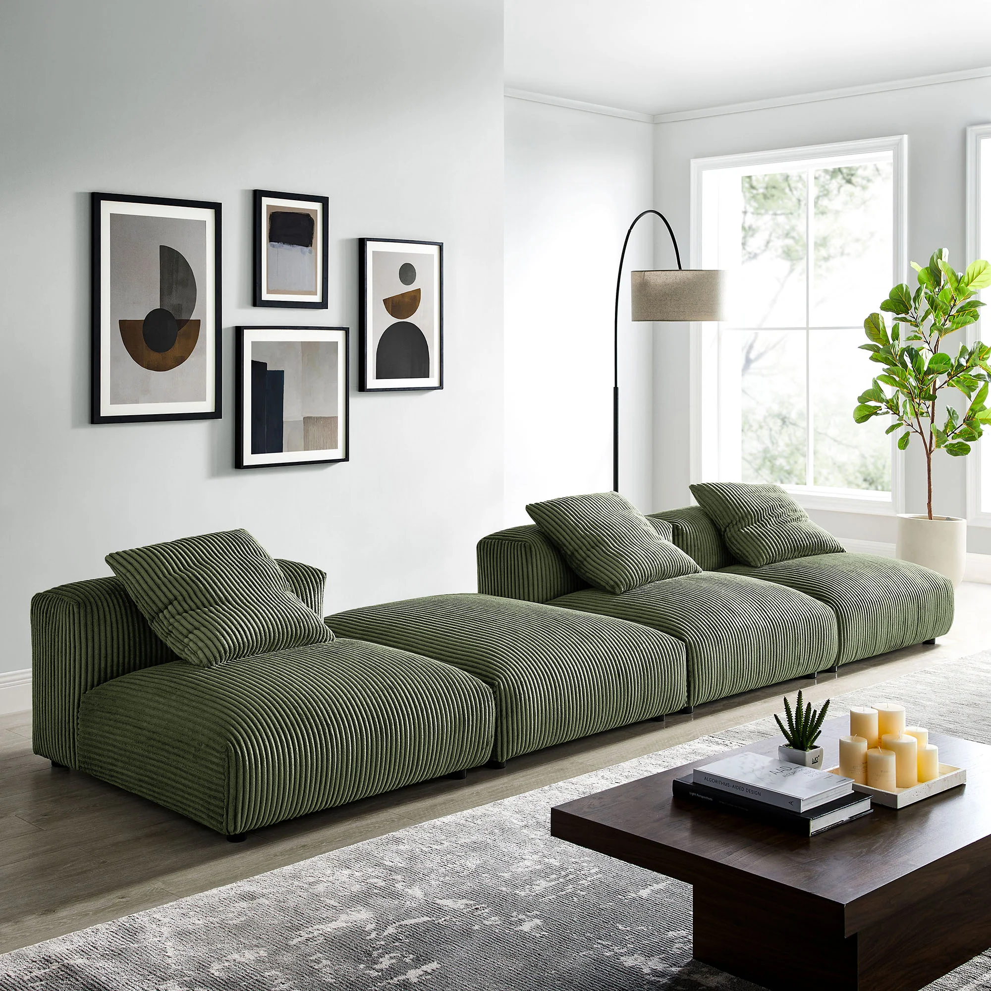 Solace 4-Piece Modular Corduroy Upholstered Sectional Sofa by Modway - Image 12