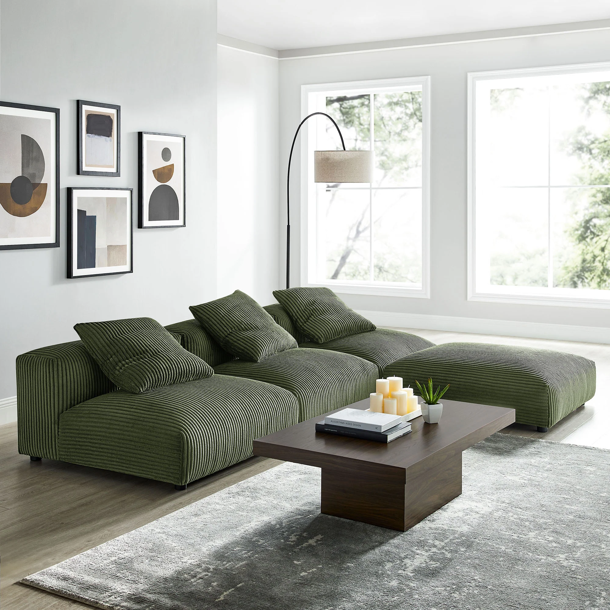 Solace 4-Piece Modular Corduroy Upholstered Sectional Sofa by Modway - Image 13