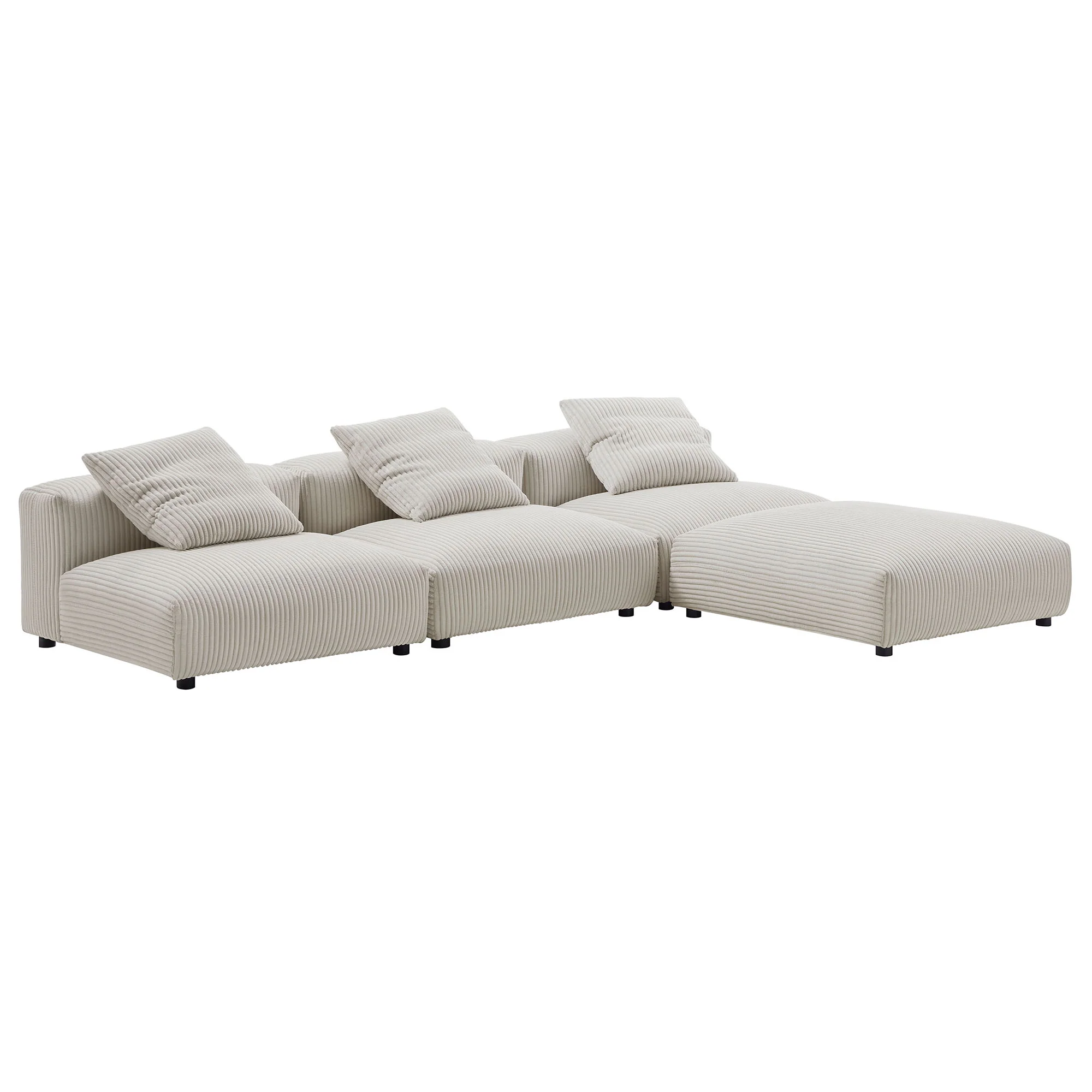 Solace 4-Piece Modular Corduroy Upholstered Sectional Sofa by Modway - Image 3