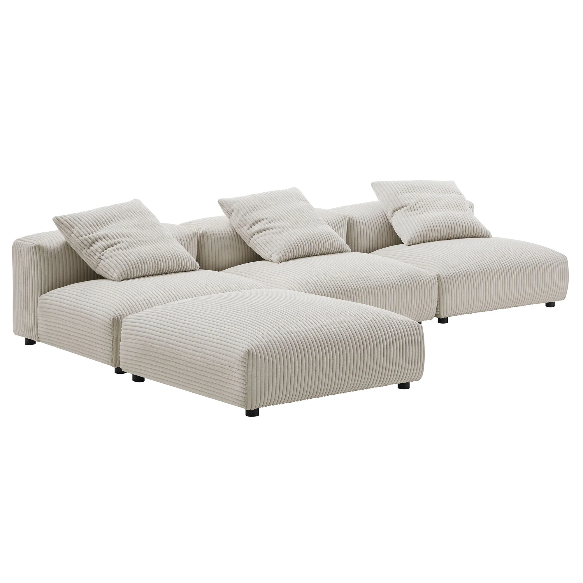 Solace 4-Piece Modular Corduroy Upholstered Sectional Sofa by Modway - Image 4