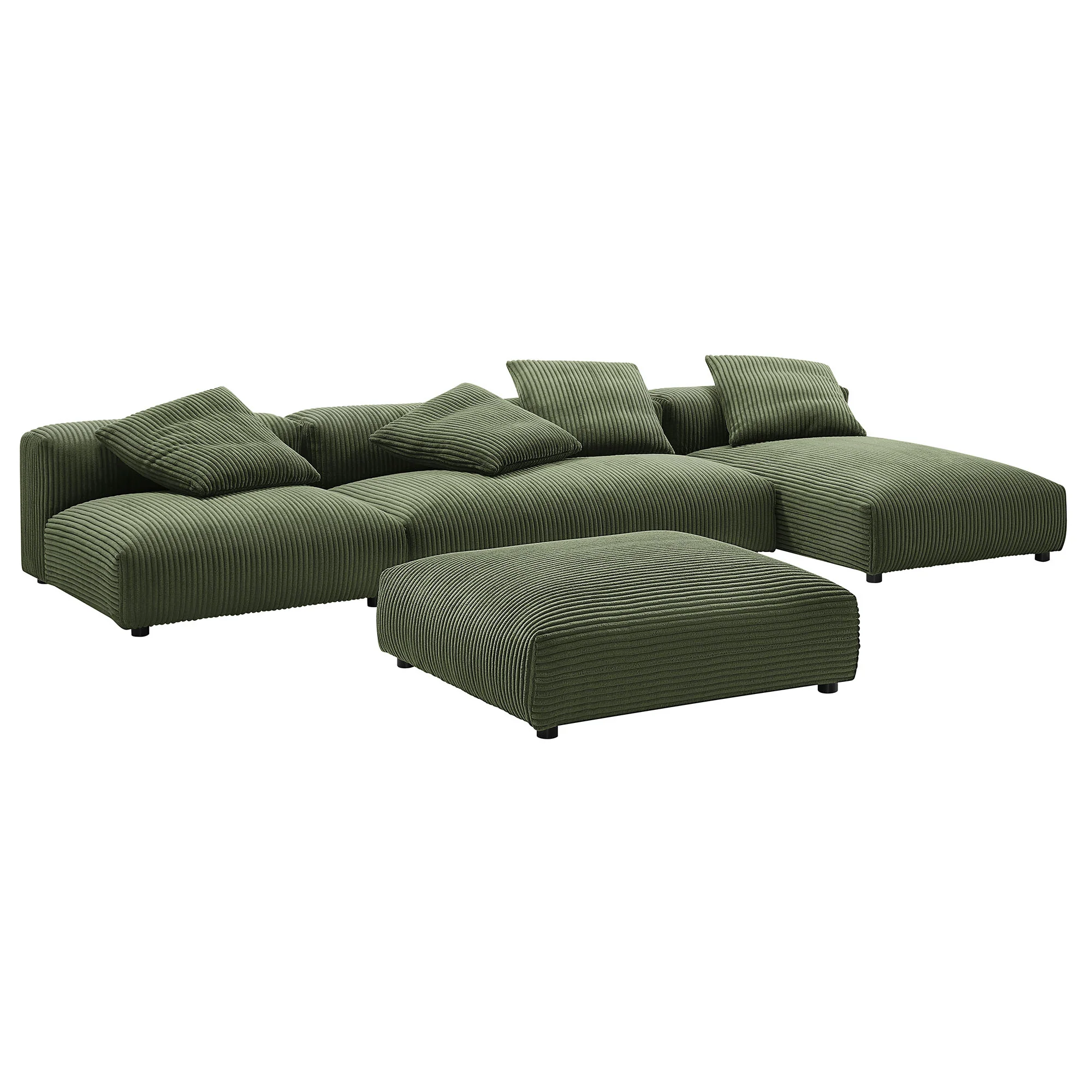 Solace 4-Piece Modular Corduroy Upholstered Sectional Sofa With Ottoman by Modway - Image 10