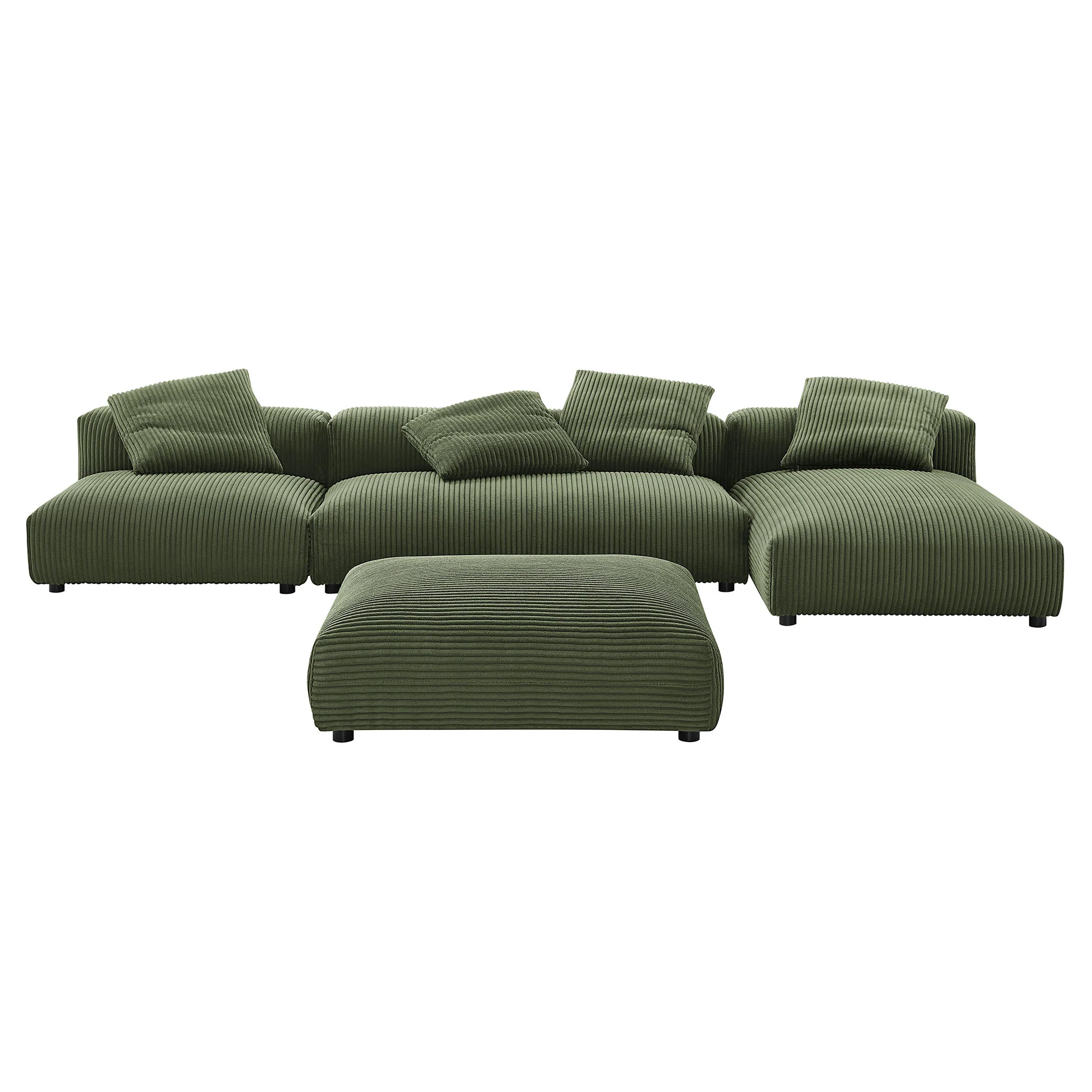 Solace 4-Piece Modular Corduroy Upholstered Sectional Sofa With Ottoman by Modway - Image 11