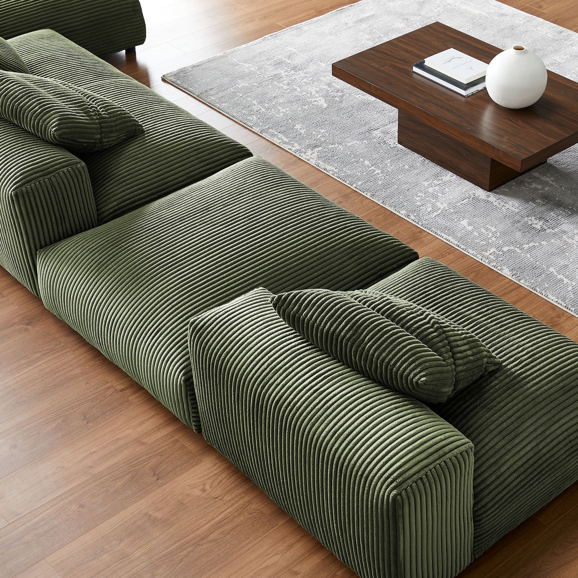 Solace 4-Piece Modular Corduroy Upholstered Sectional Sofa With Ottoman by Modway - Image 14