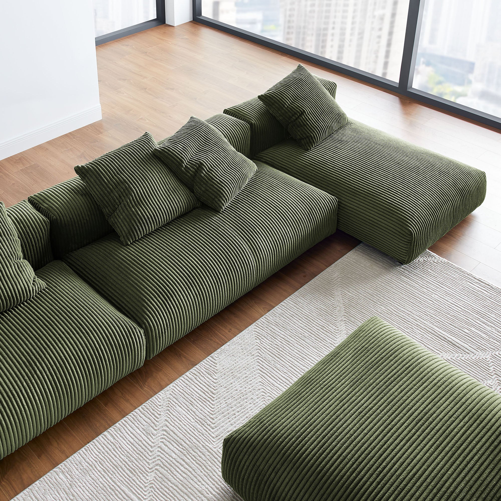 Solace 4-Piece Modular Corduroy Upholstered Sectional Sofa With Ottoman by Modway - Image 15
