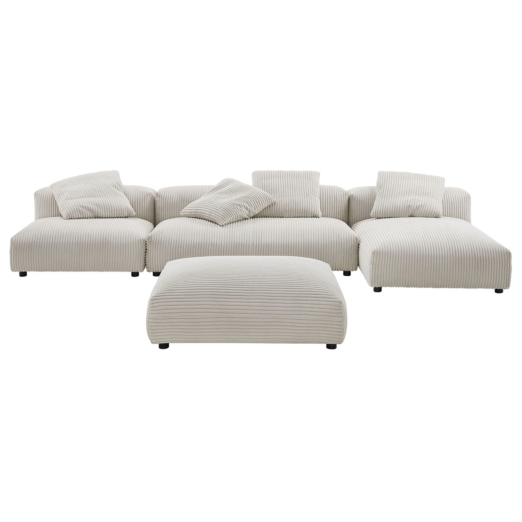 Solace 4-Piece Modular Corduroy Upholstered Sectional Sofa With Ottoman by Modway - Image 3