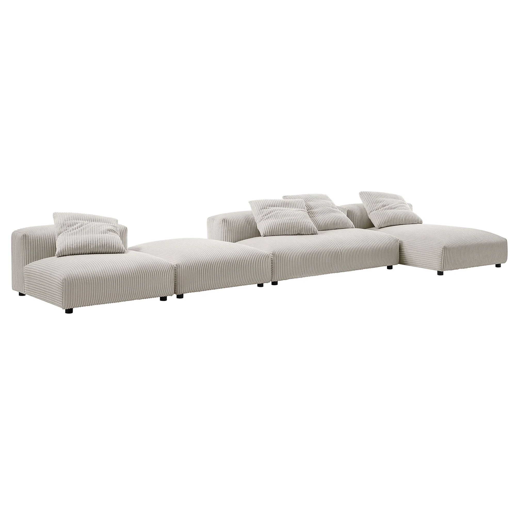 Solace 4-Piece Modular Corduroy Upholstered Sectional Sofa With Ottoman by Modway - Image 4
