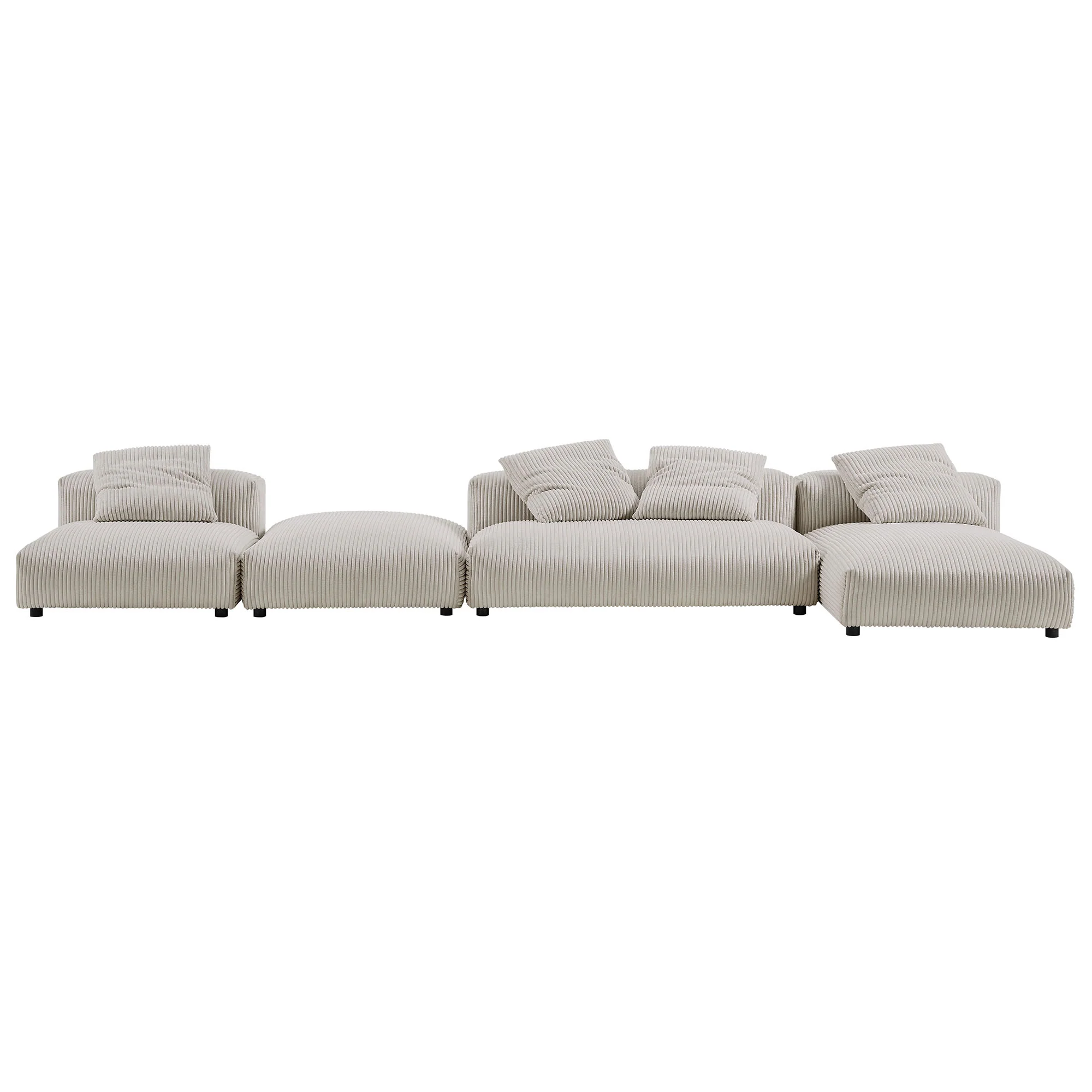 Solace 4-Piece Modular Corduroy Upholstered Sectional Sofa With Ottoman by Modway - Image 5