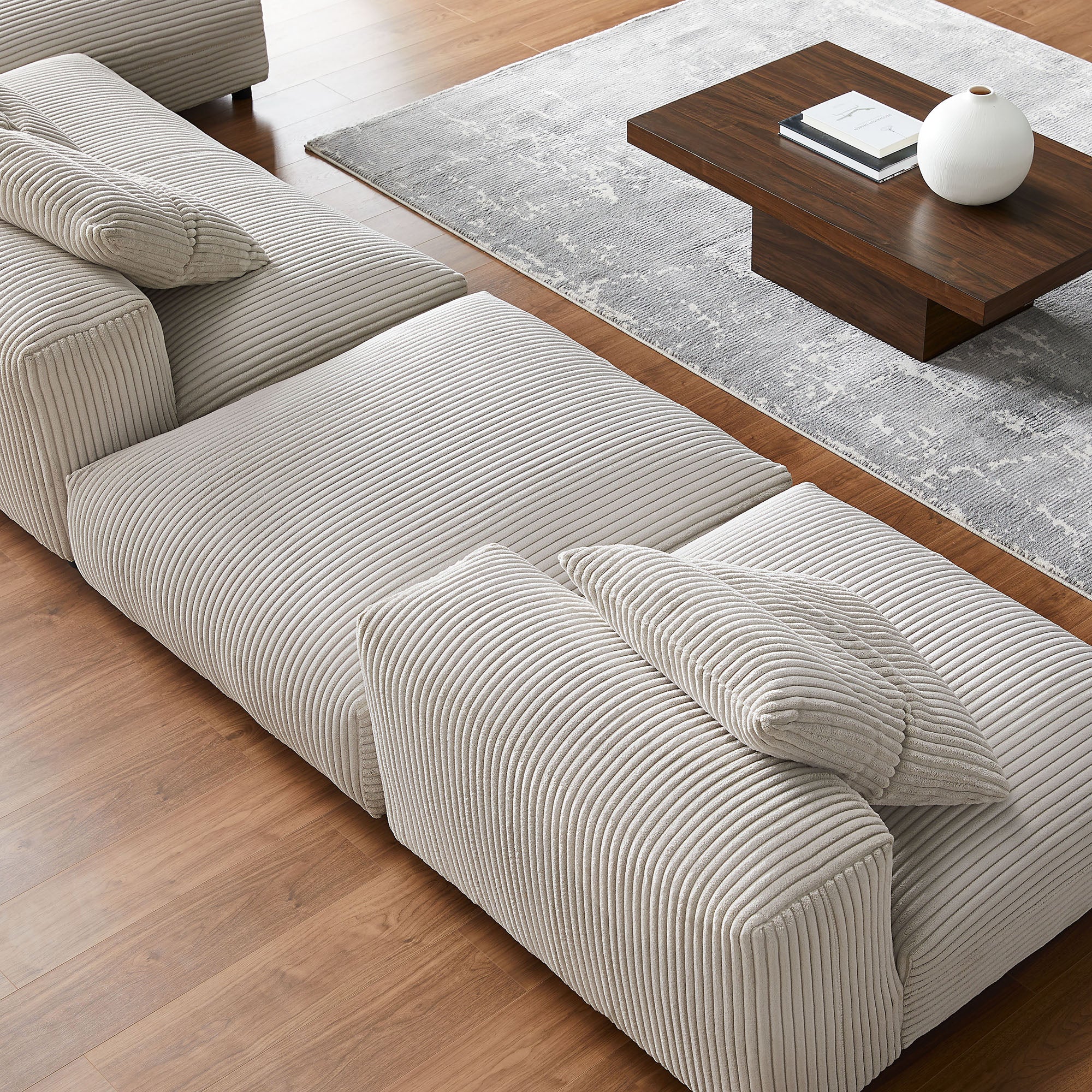 Solace 4-Piece Modular Corduroy Upholstered Sectional Sofa With Ottoman by Modway - Image 6
