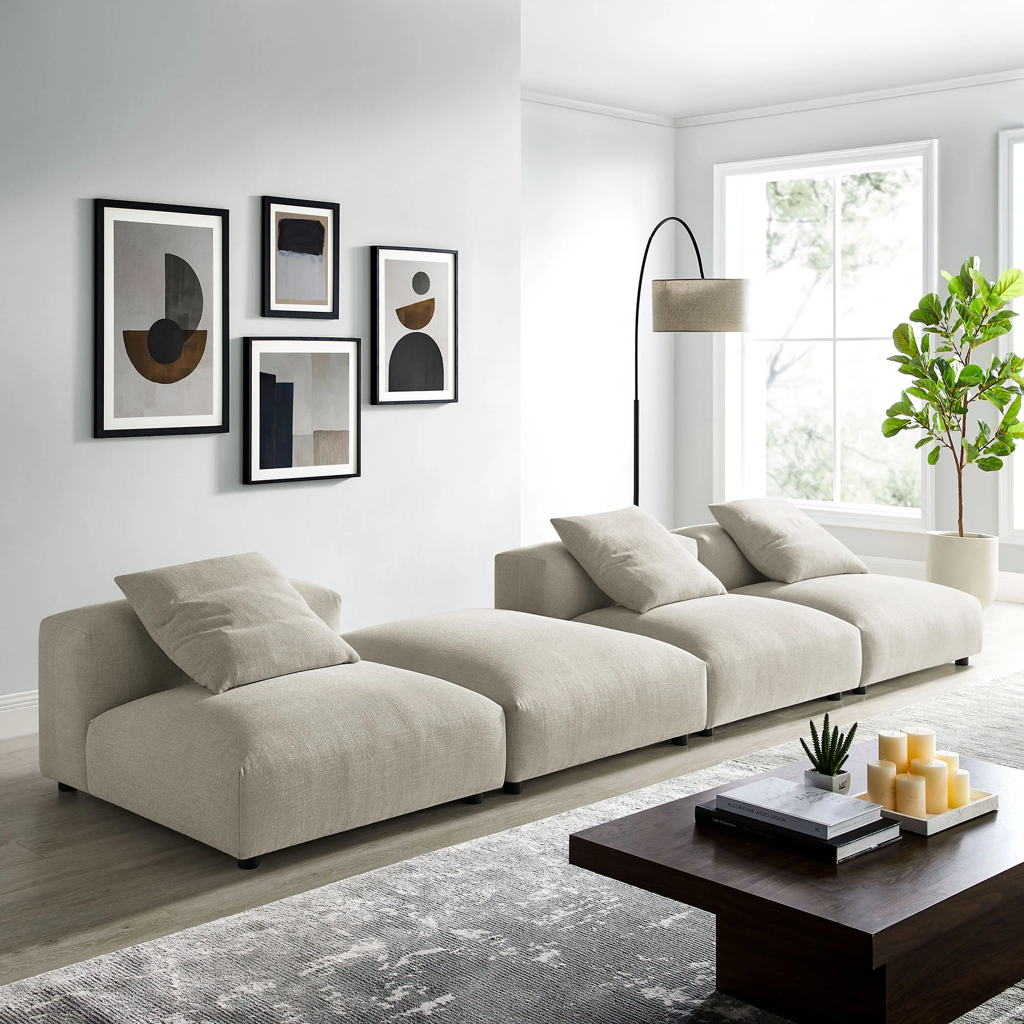 Solace 4-Piece Modular Upholstered Fabric Sectional Sofa by Modway - Image 12