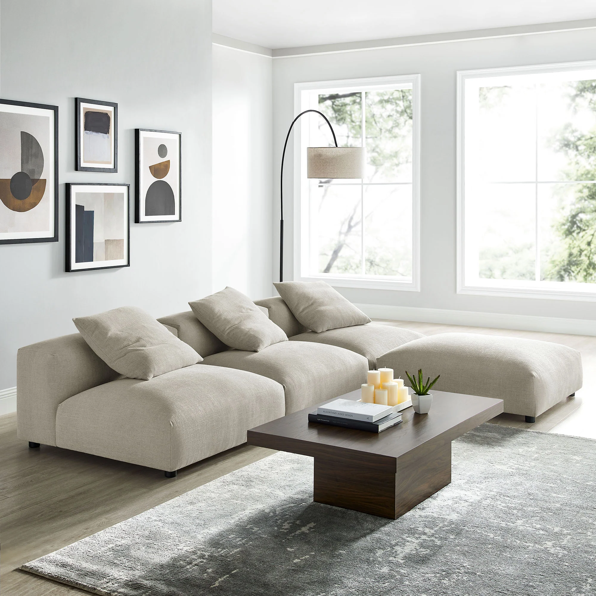 Solace 4-Piece Modular Upholstered Fabric Sectional Sofa by Modway - Image 13
