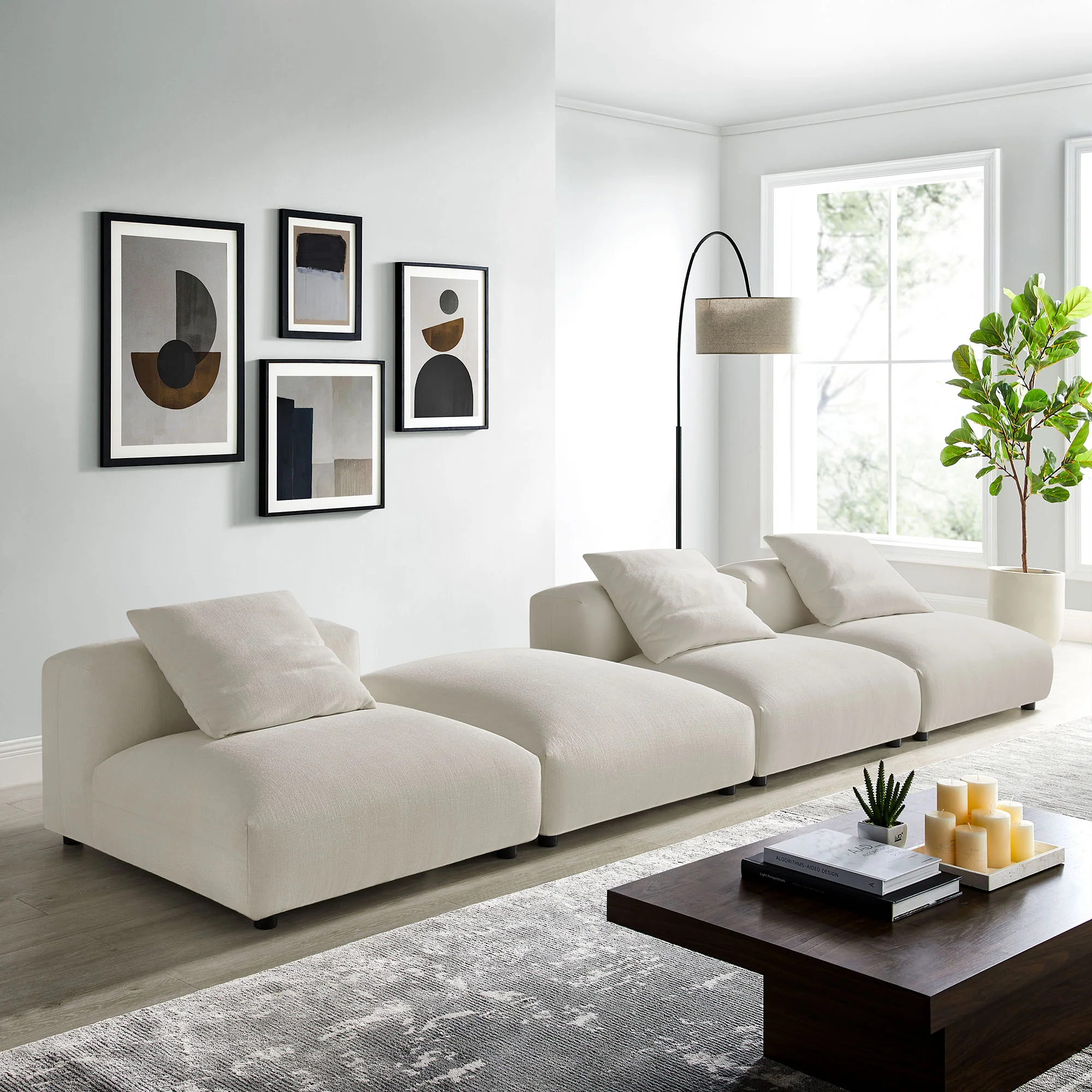 Solace 4-Piece Modular Upholstered Fabric Sectional Sofa by Modway - Image 19