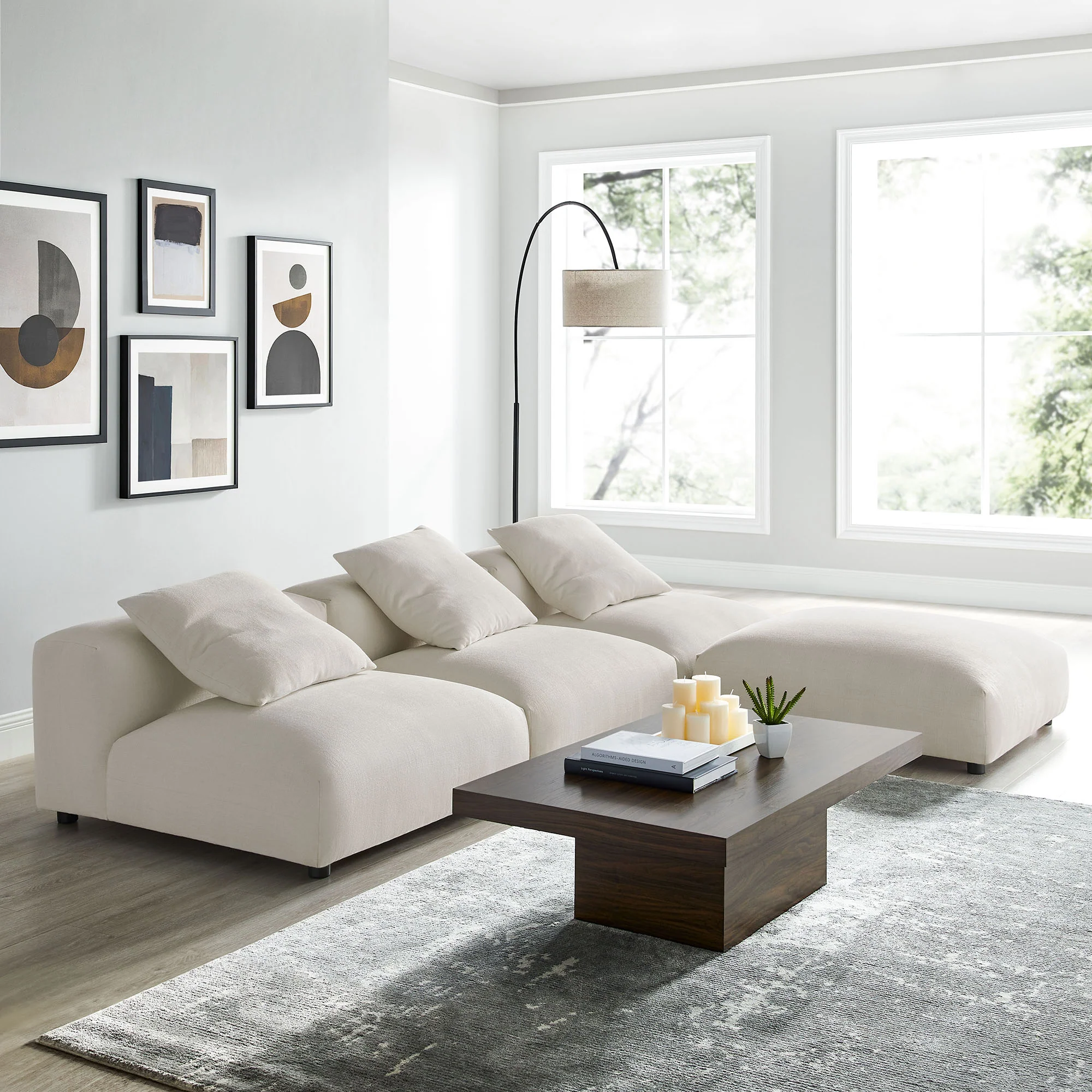 Solace 4-Piece Modular Upholstered Fabric Sectional Sofa by Modway - Image 20