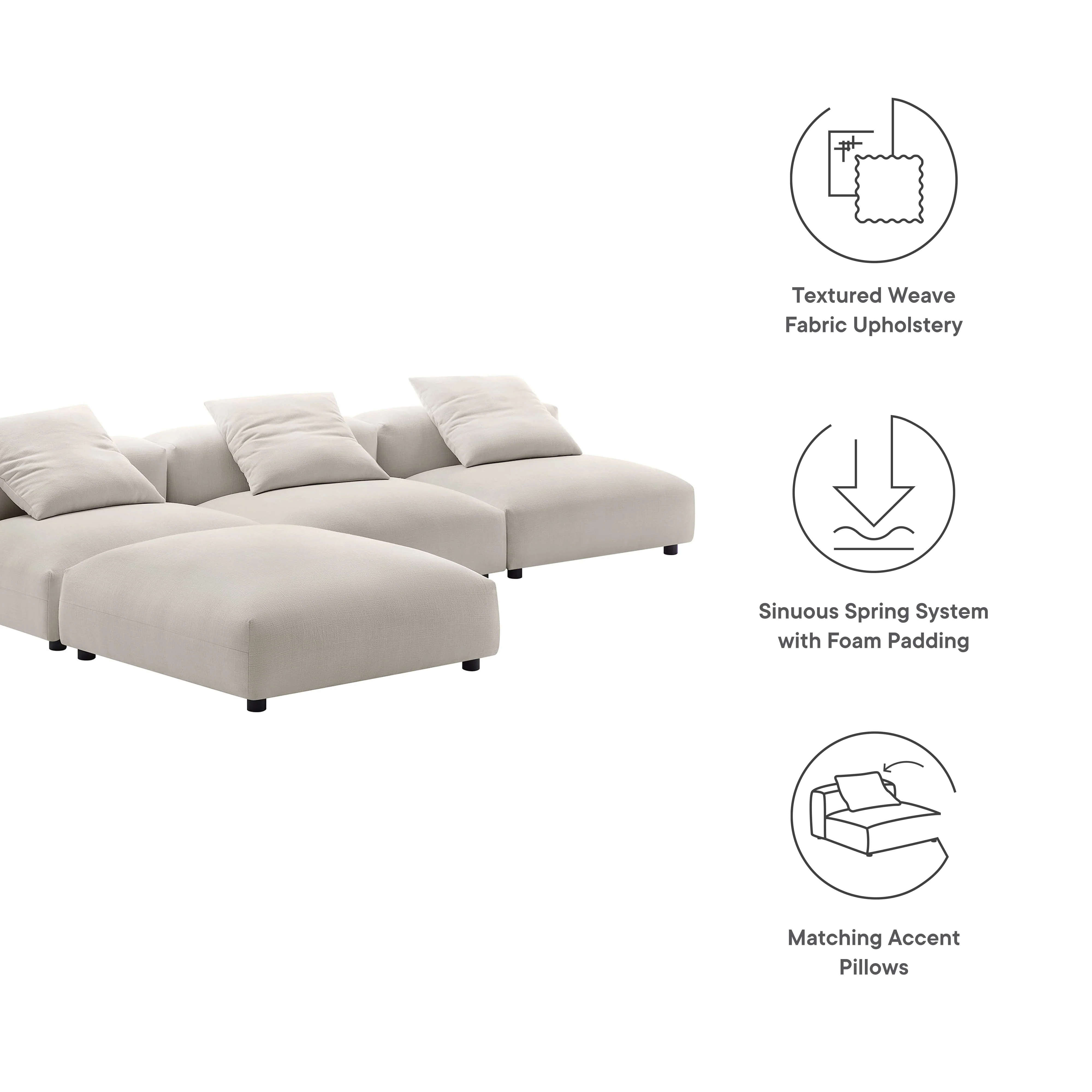 Solace 4-Piece Modular Upholstered Fabric Sectional Sofa by Modway - Image 21