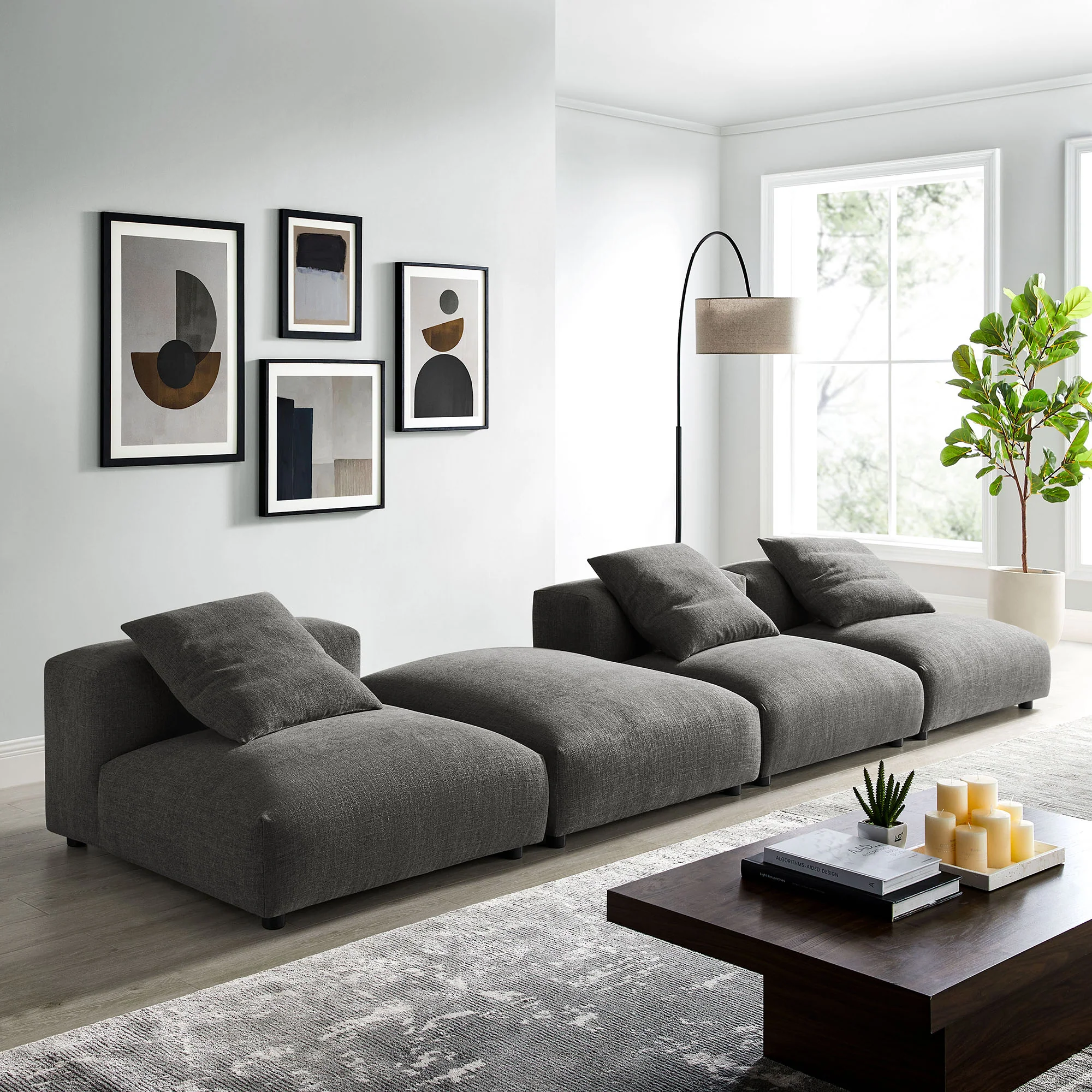 Solace 4-Piece Modular Upholstered Fabric Sectional Sofa by Modway - Image 5