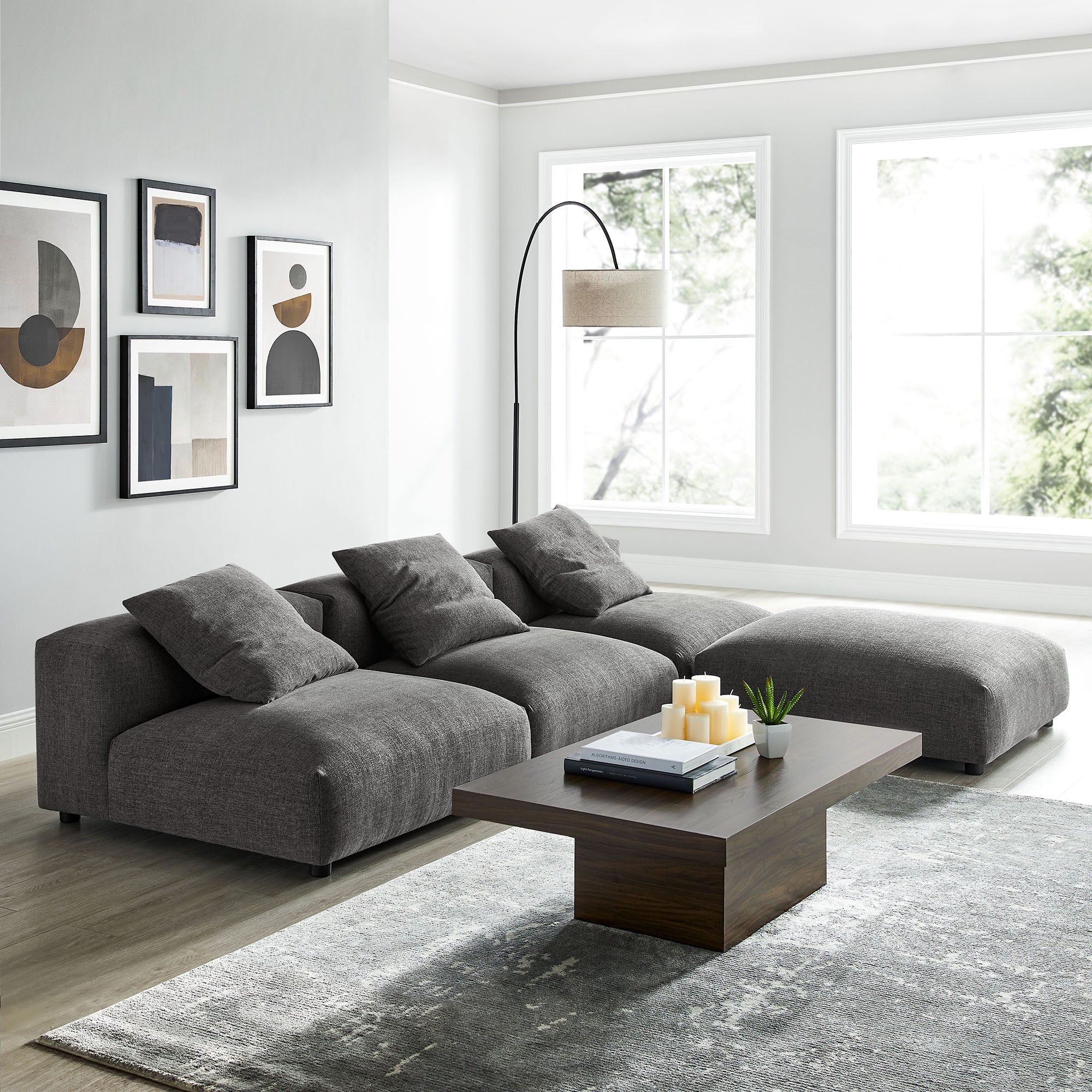 Solace 4-Piece Modular Upholstered Fabric Sectional Sofa by Modway - Image 6