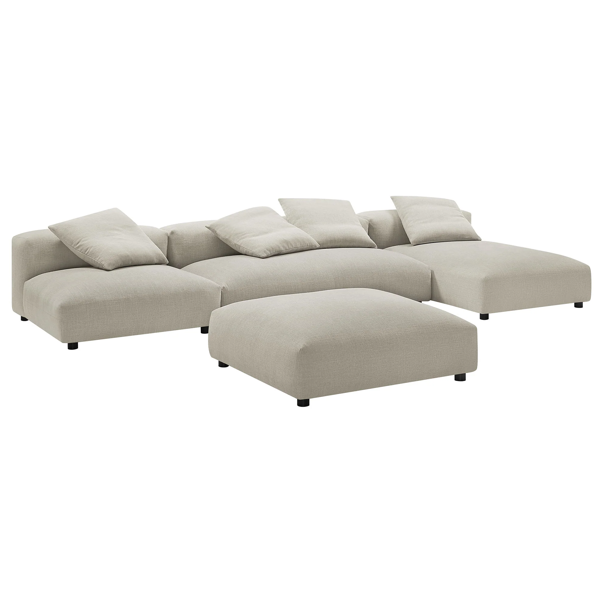 Solace 4-Piece Modular Upholstered Fabric Sectional Sofa With Ottoman by Modway - Image 10