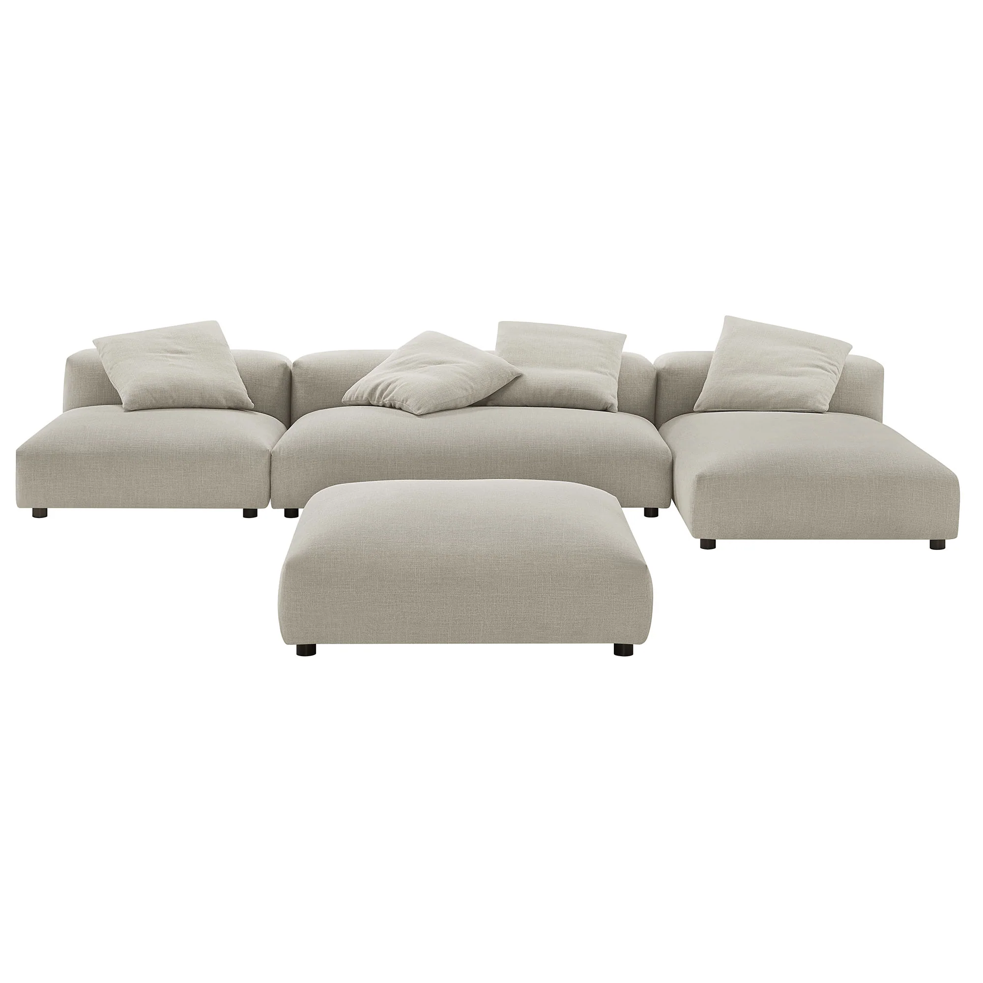 Solace 4-Piece Modular Upholstered Fabric Sectional Sofa With Ottoman by Modway - Image 11