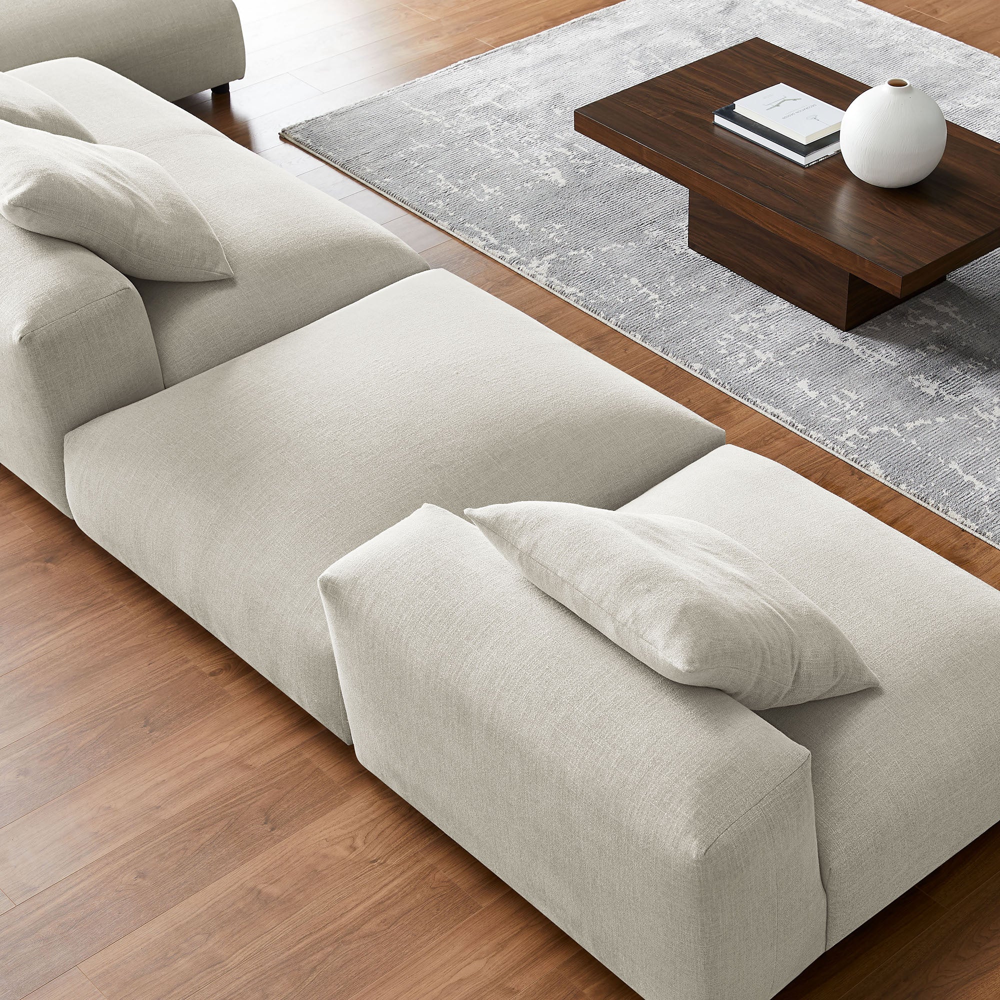 Solace 4-Piece Modular Upholstered Fabric Sectional Sofa With Ottoman by Modway - Image 14