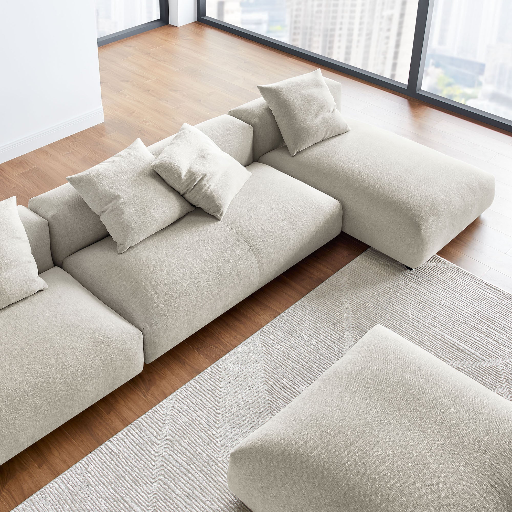 Solace 4-Piece Modular Upholstered Fabric Sectional Sofa With Ottoman by Modway - Image 15