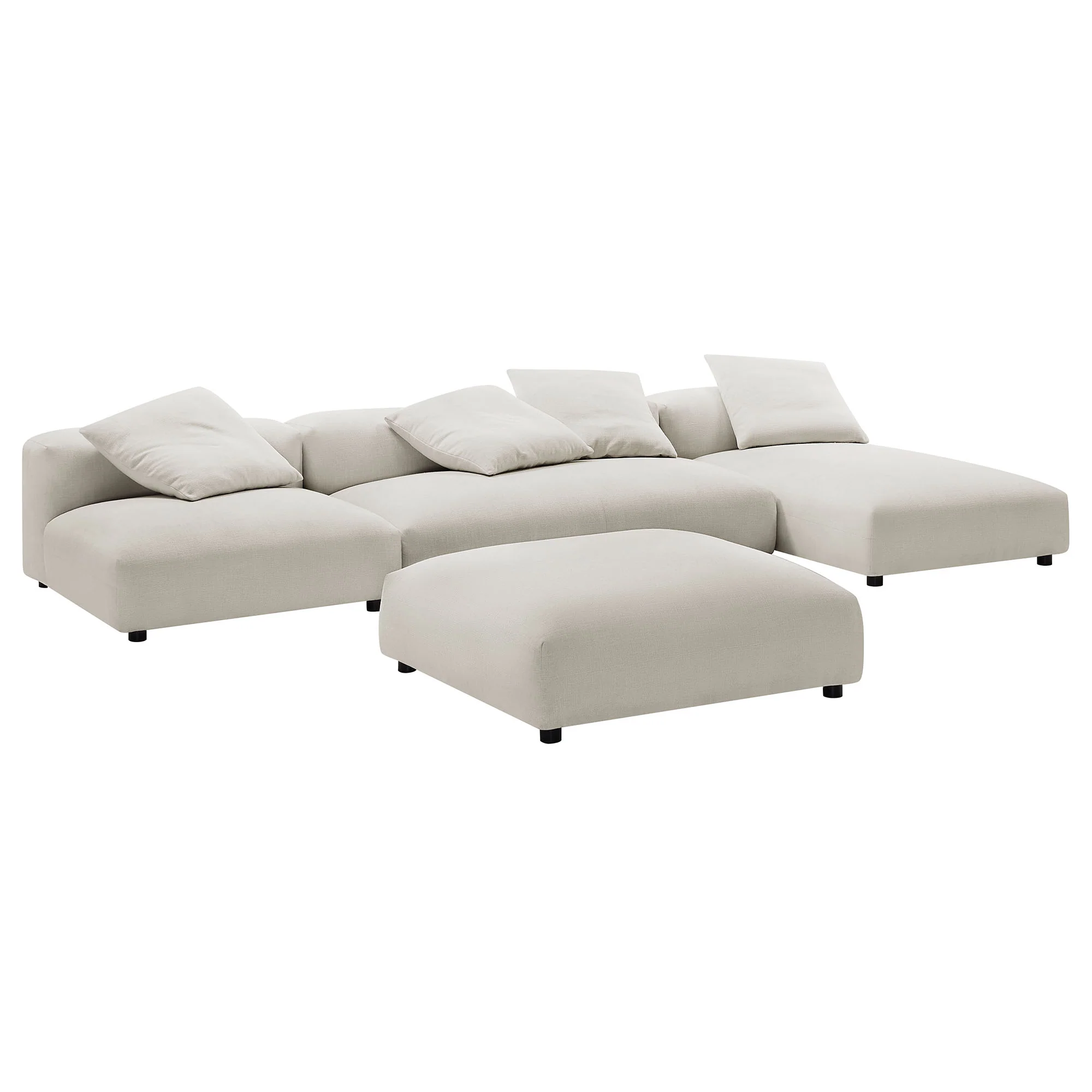 Solace 4-Piece Modular Upholstered Fabric Sectional Sofa With Ottoman by Modway - Image 19